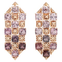 Multicolor Ombre Spinel Earrings with Diamond in 18 Karat Rose Gold