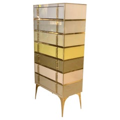 Multicolor Opaline Glass Chest of Drawers "Settimino", 1980s