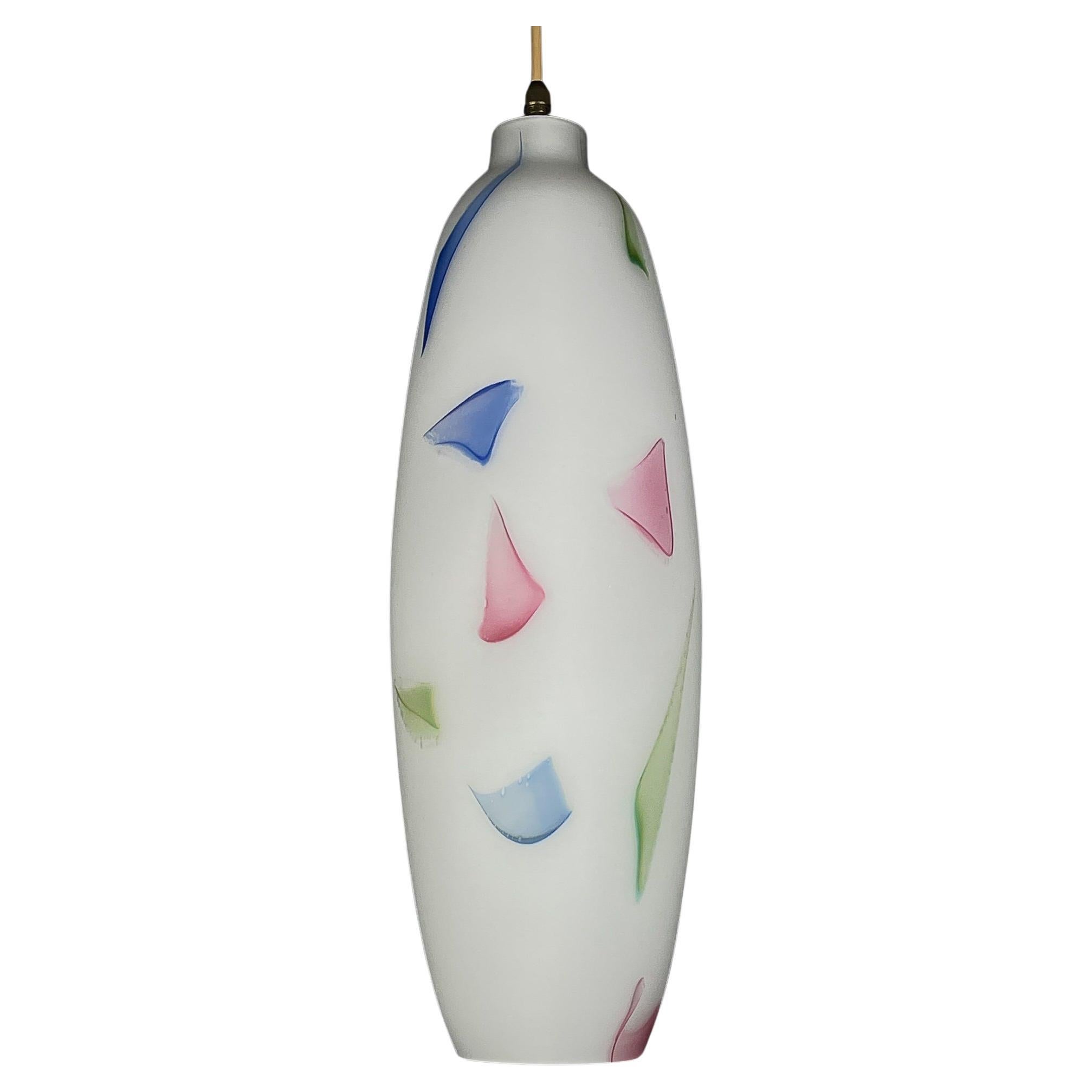 Multicolor opaline murano glass pendant lamp by Stilnovo, Italy 1950s