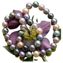 Mehrfarbige Palette Tahiti-Zuchtperlen und farbige Ming-Perlen-Halskette