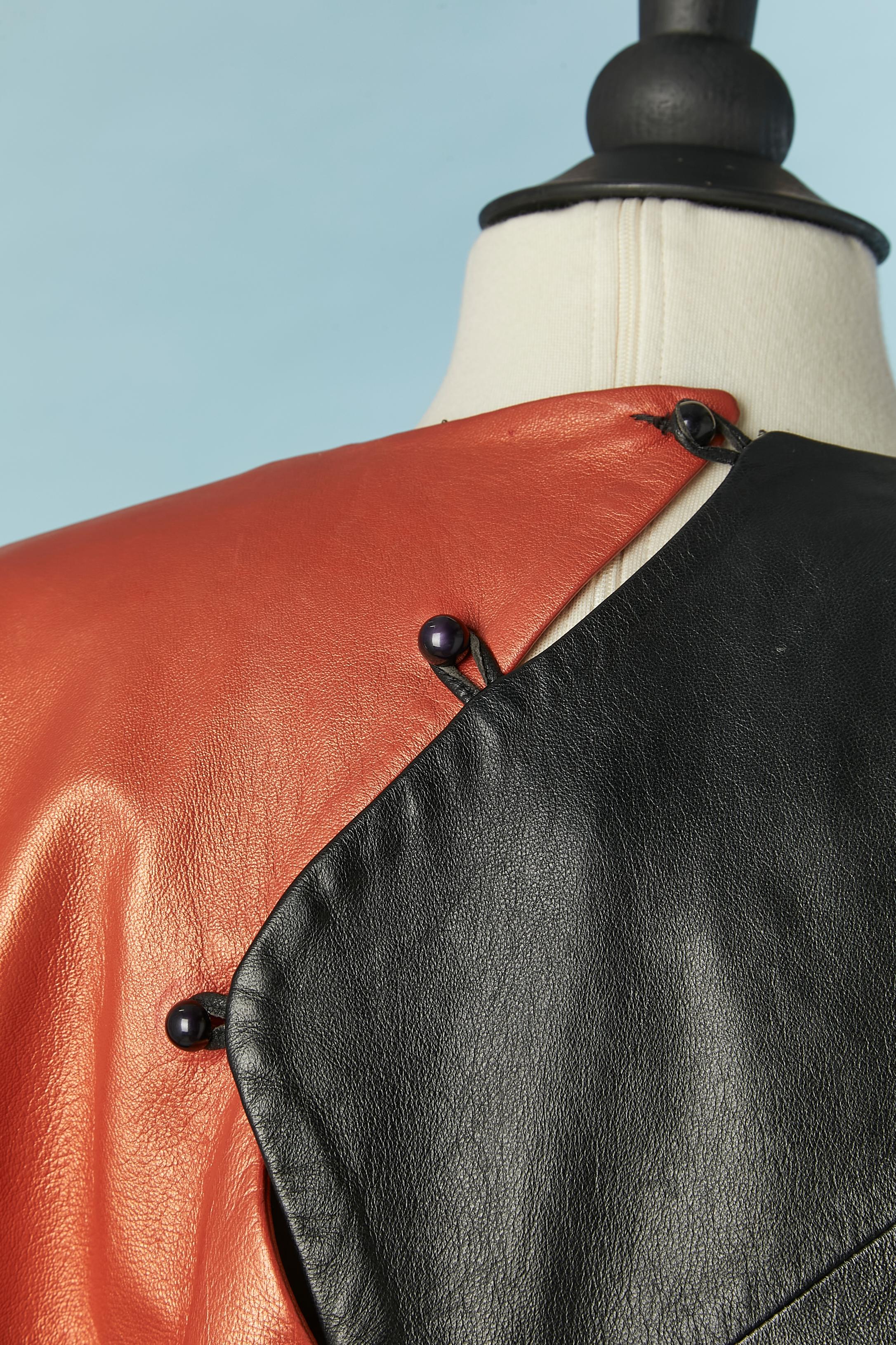 Multicolor patchwork leather dress with belt Lisa Baker Circa 1980's 2