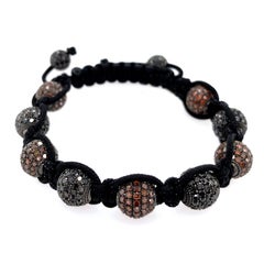 Multicolor Pave Diamonds Balls Macrame Bracelet
