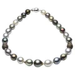 Multicolor Pearl and Diamond Necklace