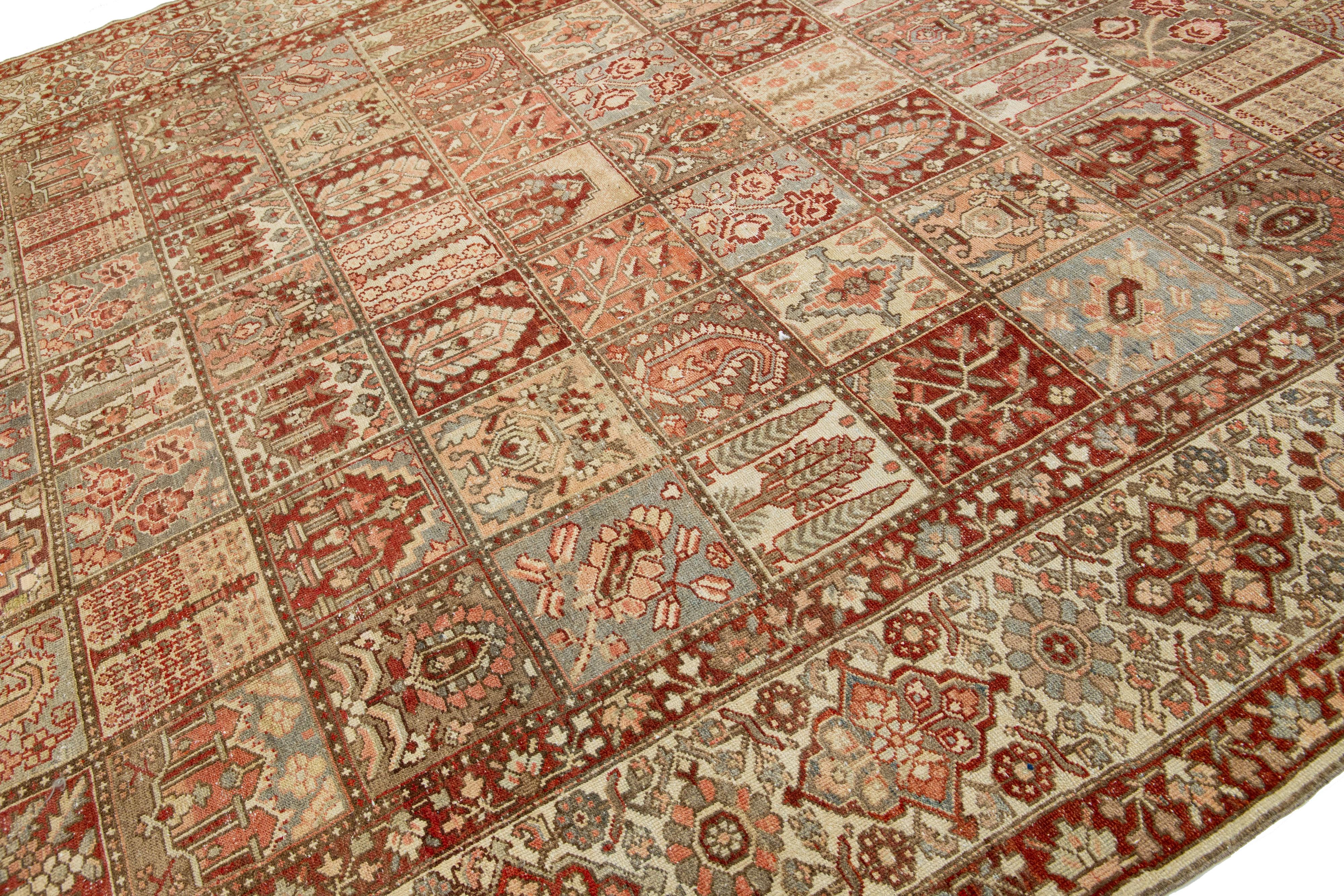 Hand-Knotted Multicolor Persian Bakhtiari Wool Rug Handcrafted in the 1920s For Sale