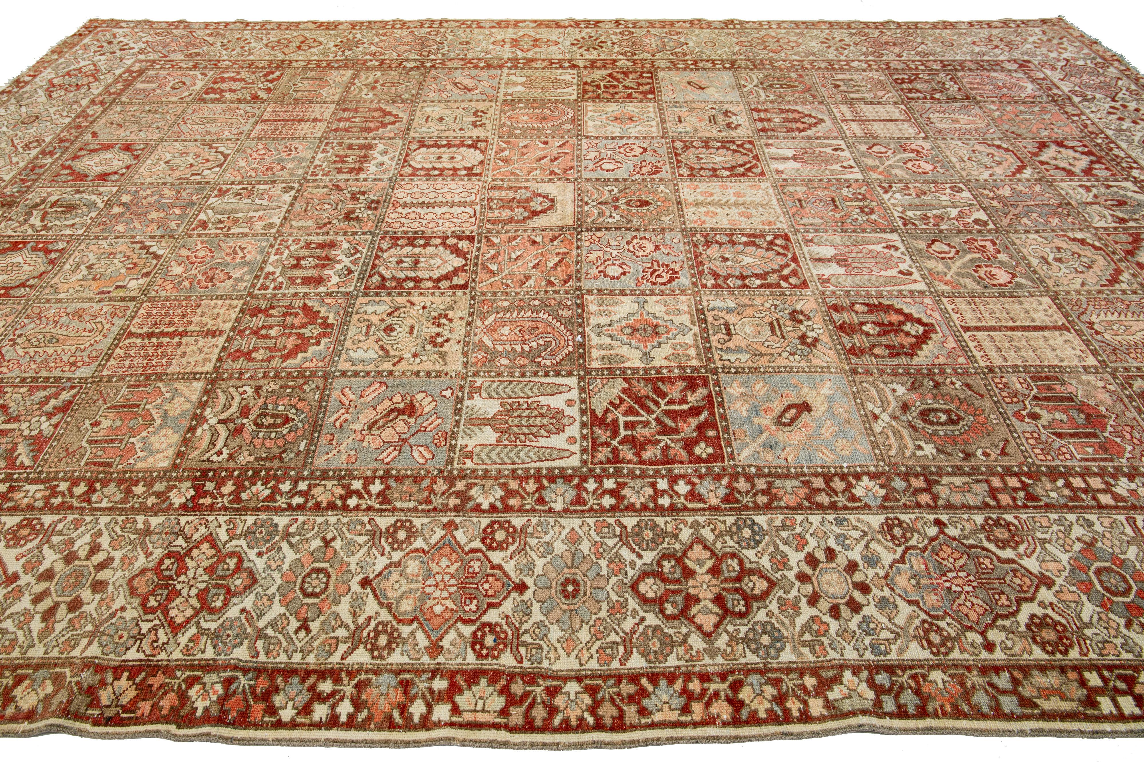Multicolor Persian Bakhtiari Wool Rug Handcrafted in the 1920s In Good Condition For Sale In Norwalk, CT