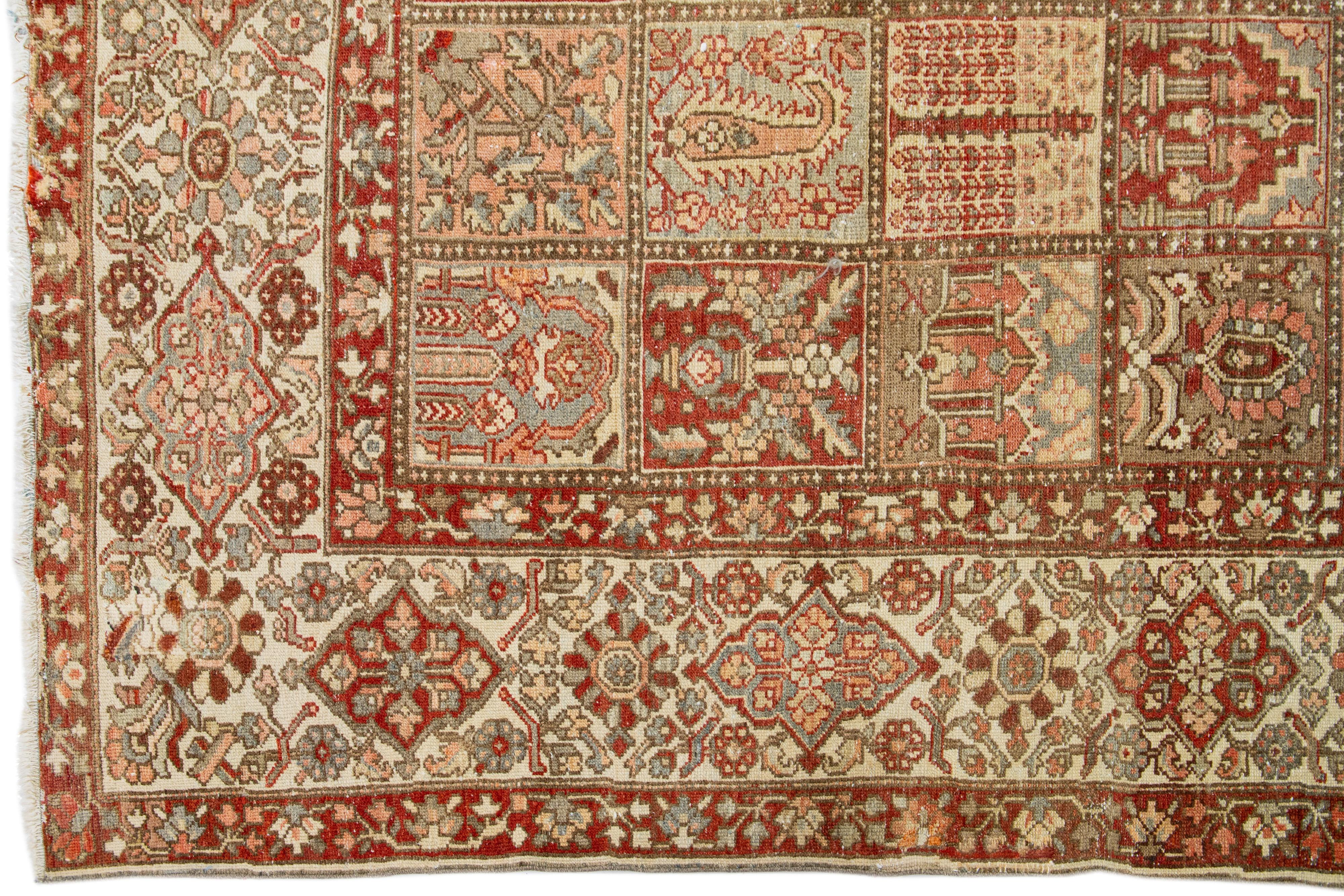 20th Century Multicolor Persian Bakhtiari Wool Rug Handcrafted in the 1920s For Sale