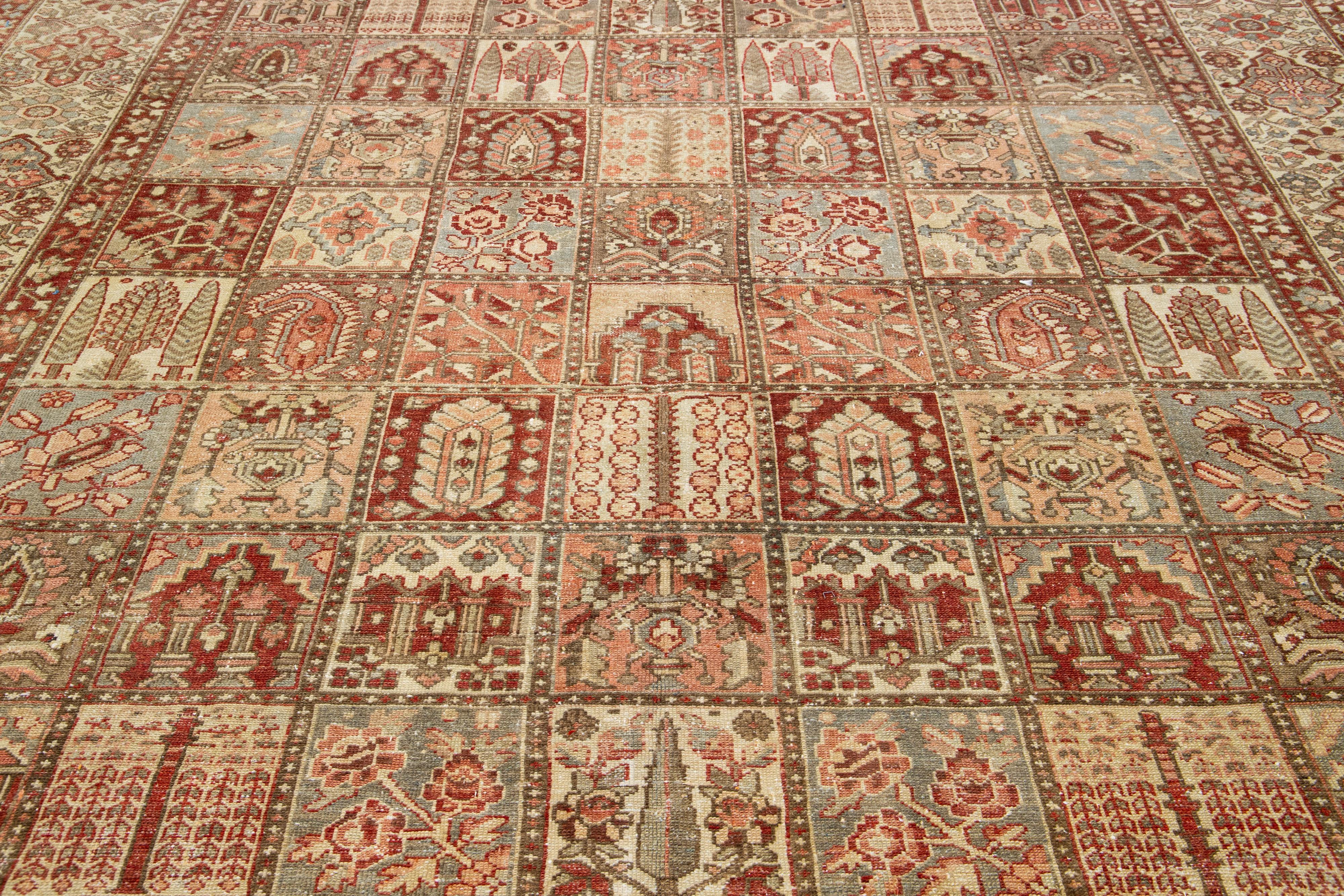 Multicolor Persian Bakhtiari Wool Rug Handcrafted in the 1920s For Sale 1