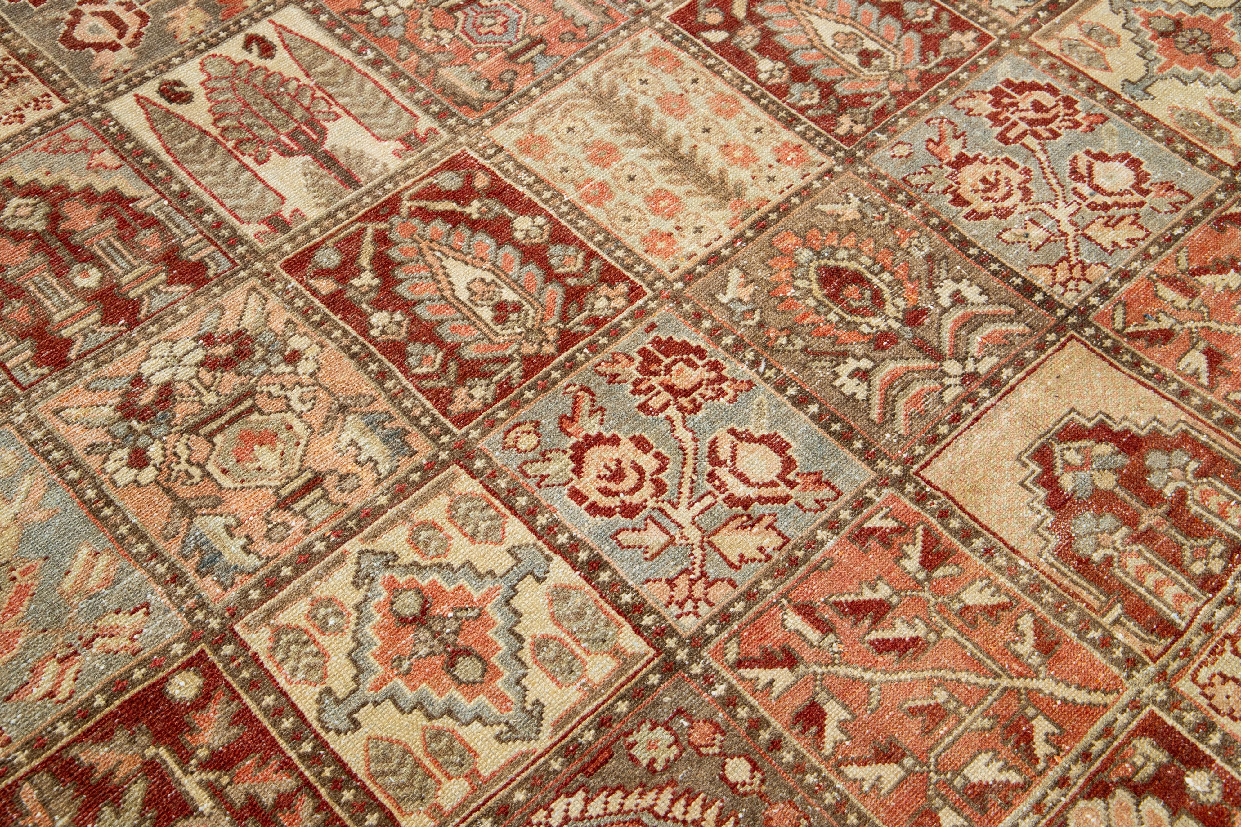 Multicolor Persian Bakhtiari Wool Rug Handcrafted in the 1920s (Wolle) im Angebot