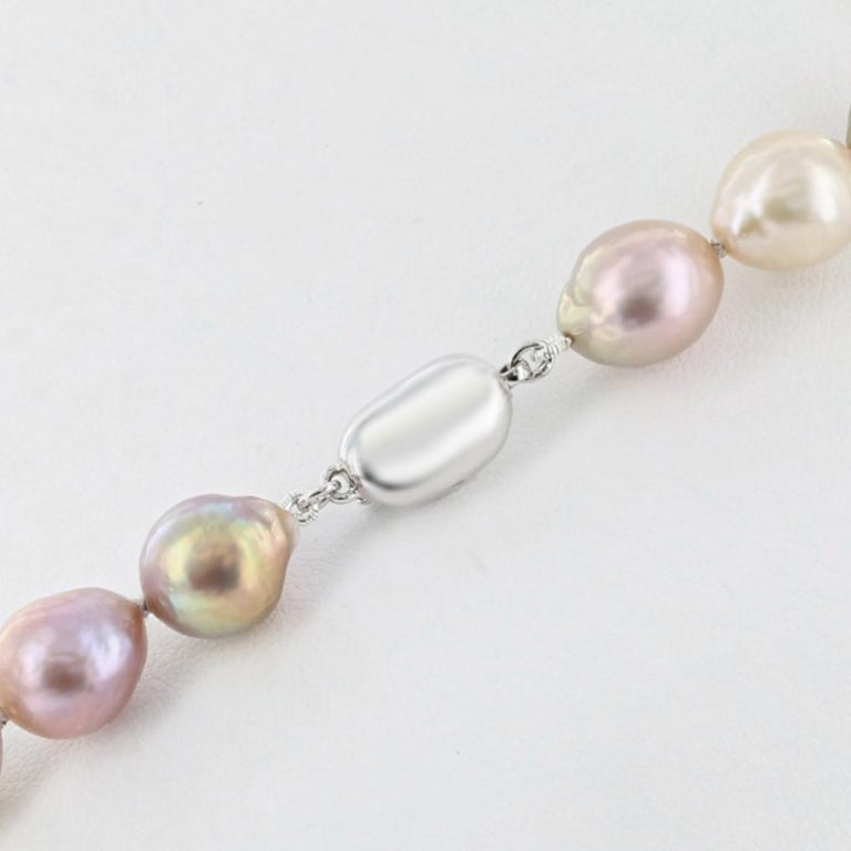 Multicolor Pink Freshwater Baroque Pearl Necklace 24" For Sale at 1stDibs