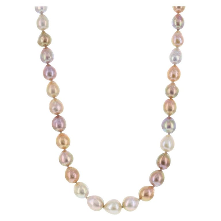 P6640 4Row 18" 22mm White Pink Gray Baroque Biwa Freshwater PEARL NECKLACE