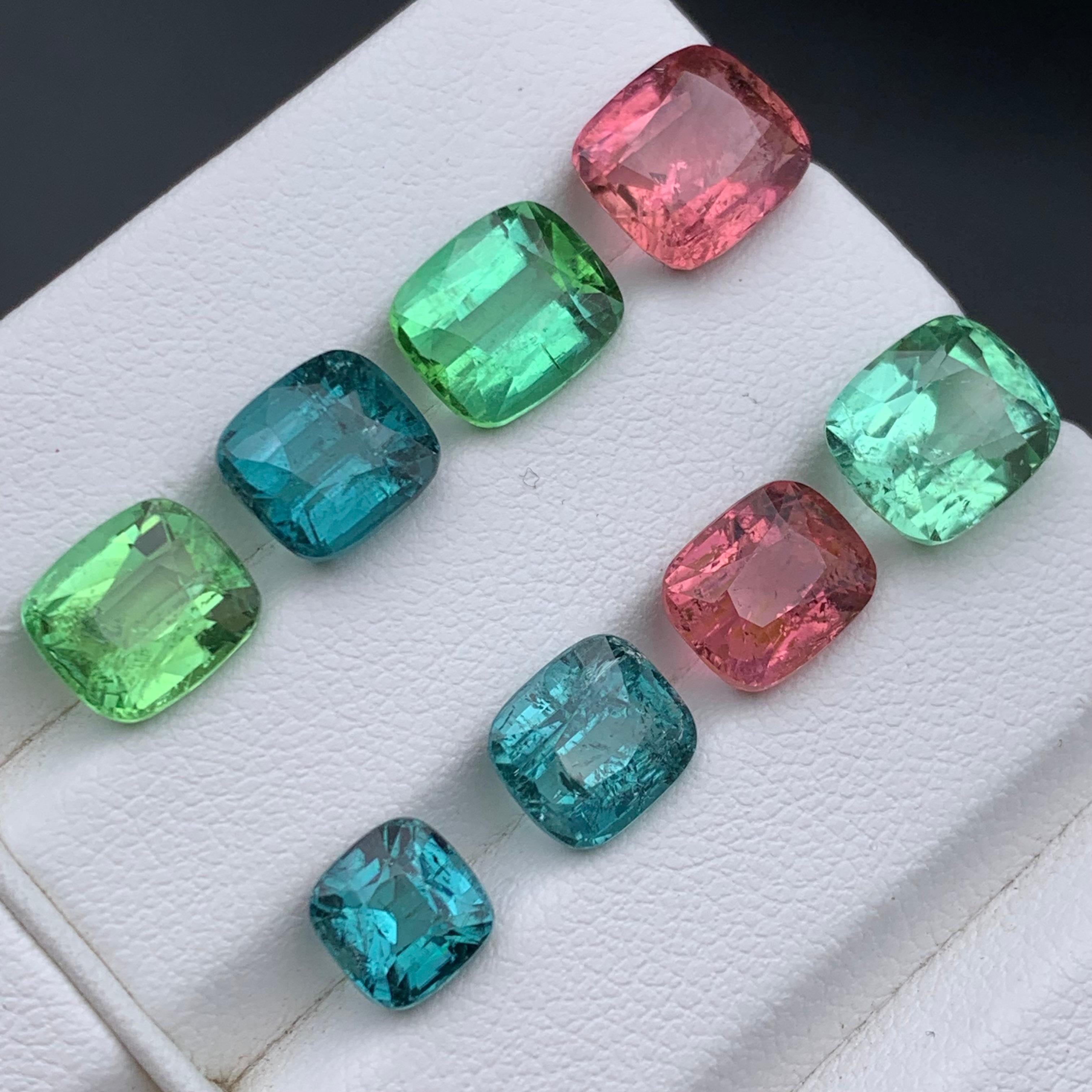 Multicolor Pink, Green, Blue Natural Tourmaline Loose Gemstones Lot 20.70 Ct For Sale 4