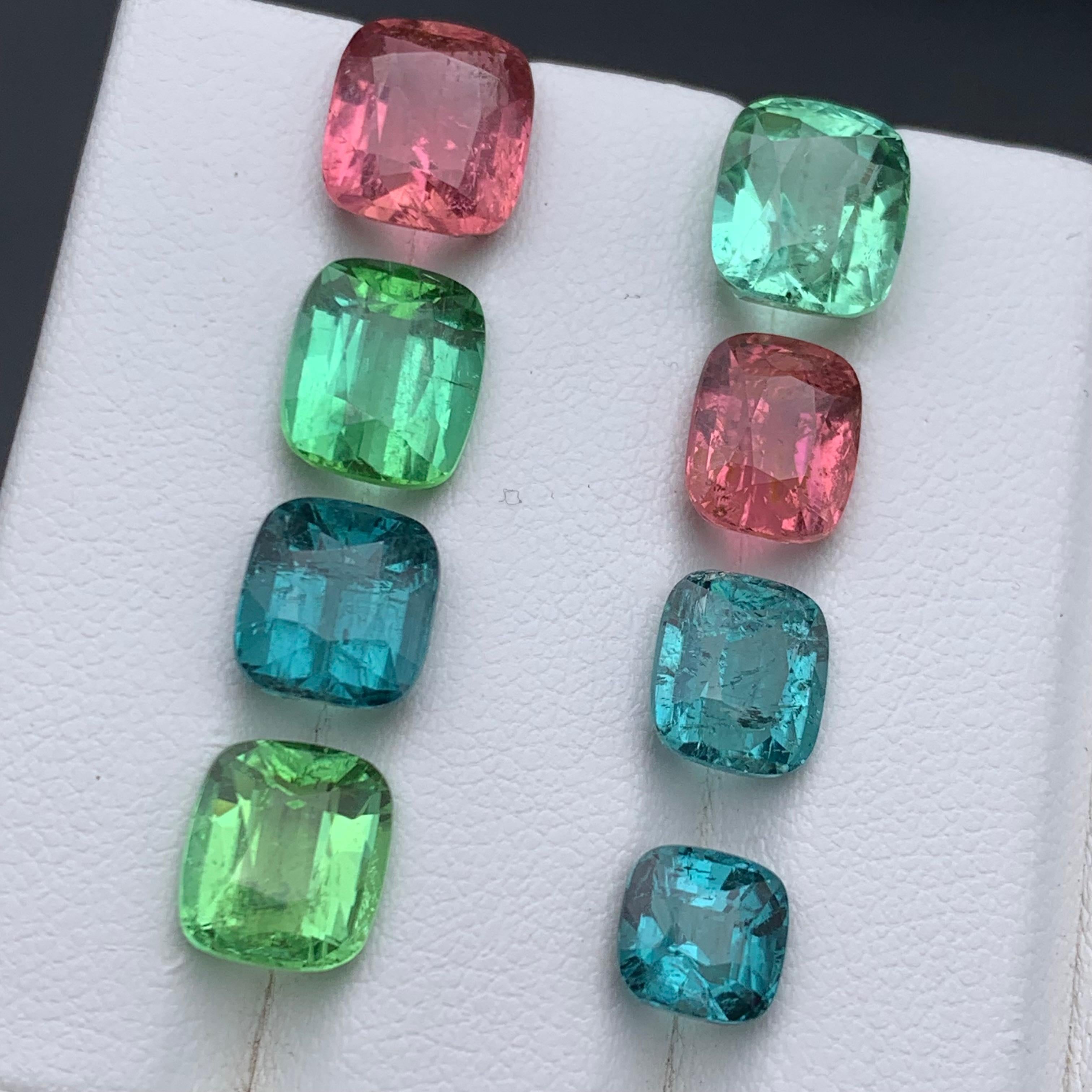 Multicolor Pink, Green, Blue Natural Tourmaline Loose Gemstones Lot 20.70 Ct For Sale 6