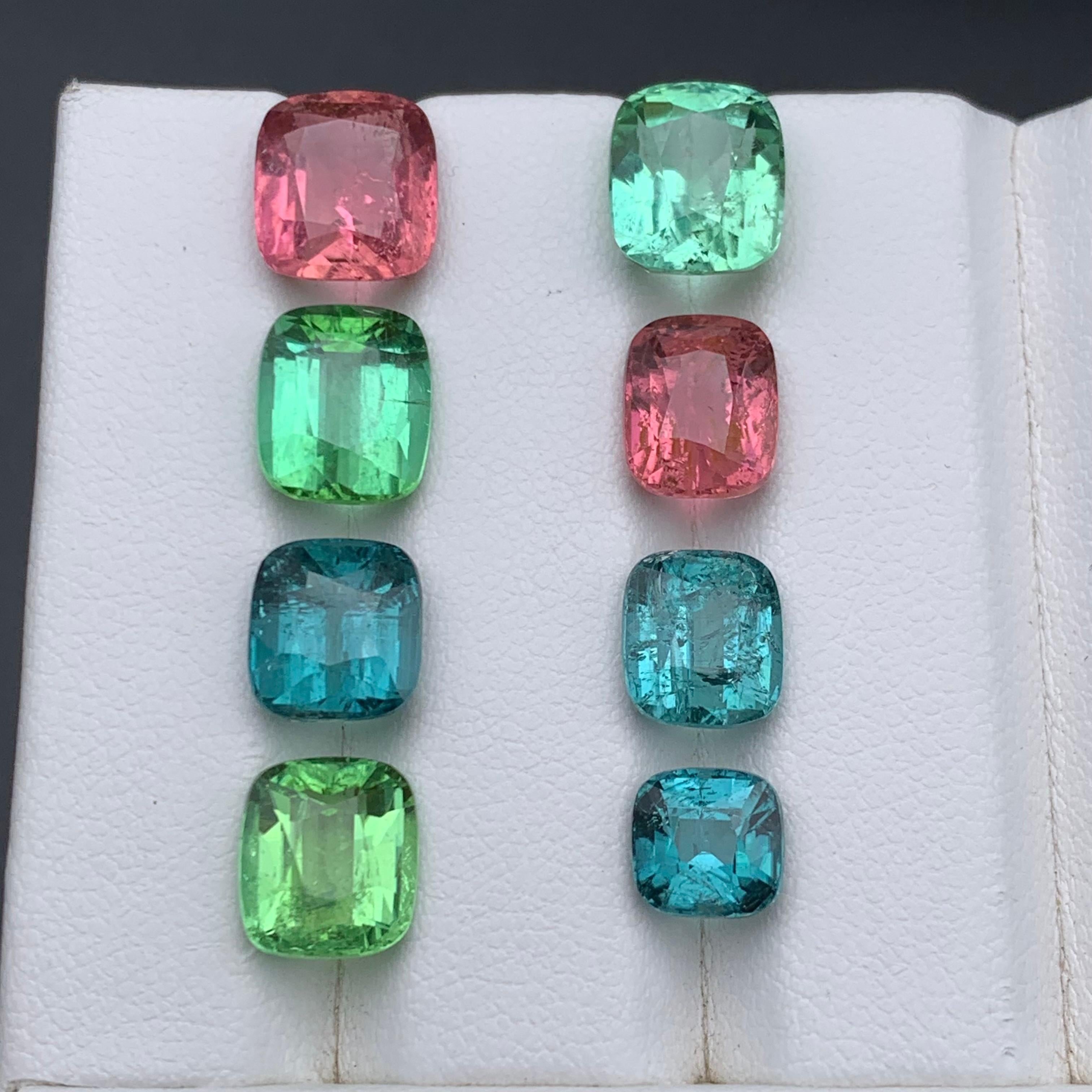 Multicolor Pink, Green, Blue Natural Tourmaline Loose Gemstones Lot 20.70 Ct For Sale 8