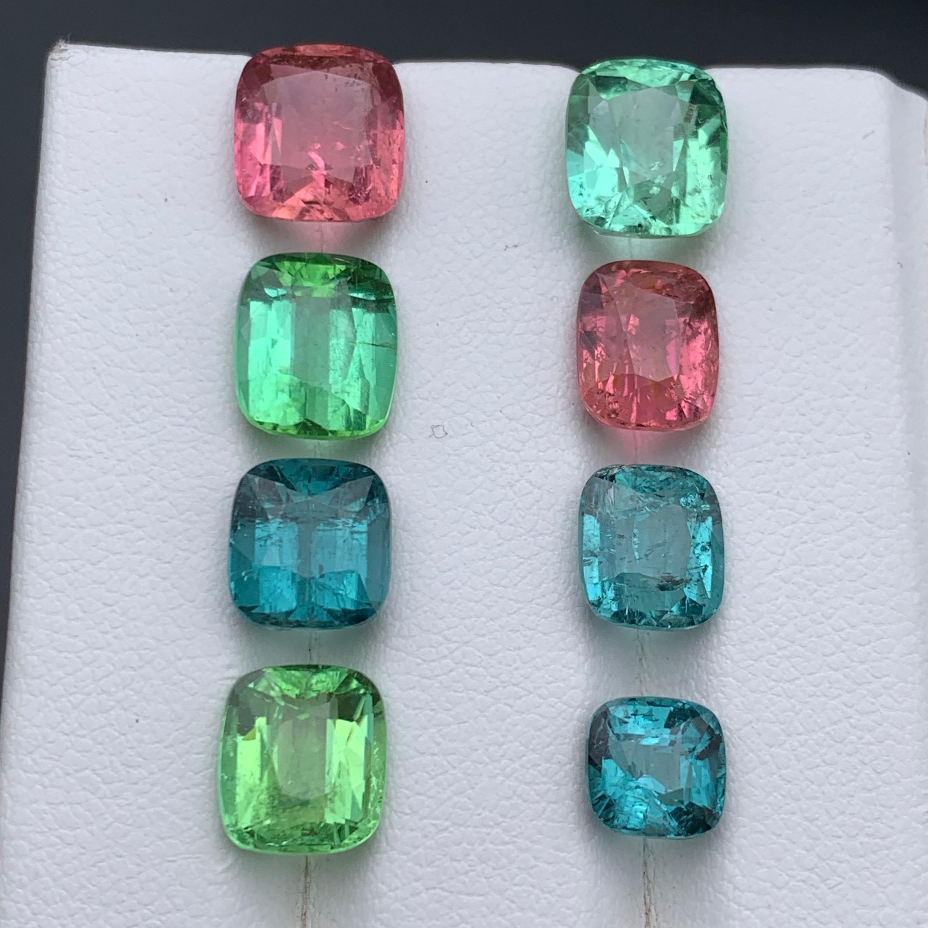 Contemporary Multicolor Pink, Green, Blue Natural Tourmaline Loose Gemstones Lot 20.70 Ct For Sale