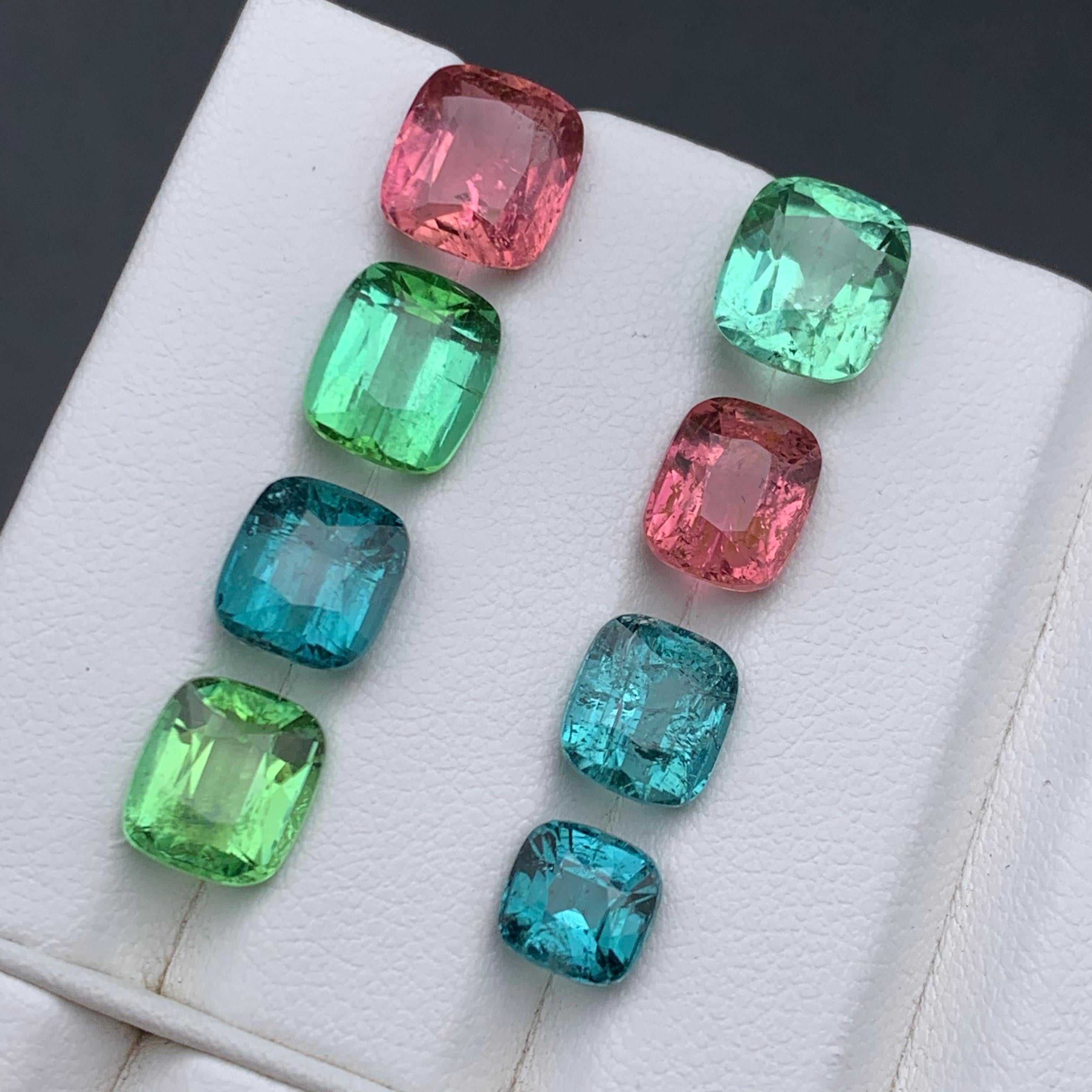Multicolor Pink, Green, Blue Natural Tourmaline Loose Gemstones Lot 20.70 Ct In New Condition For Sale In Peshawar, PK