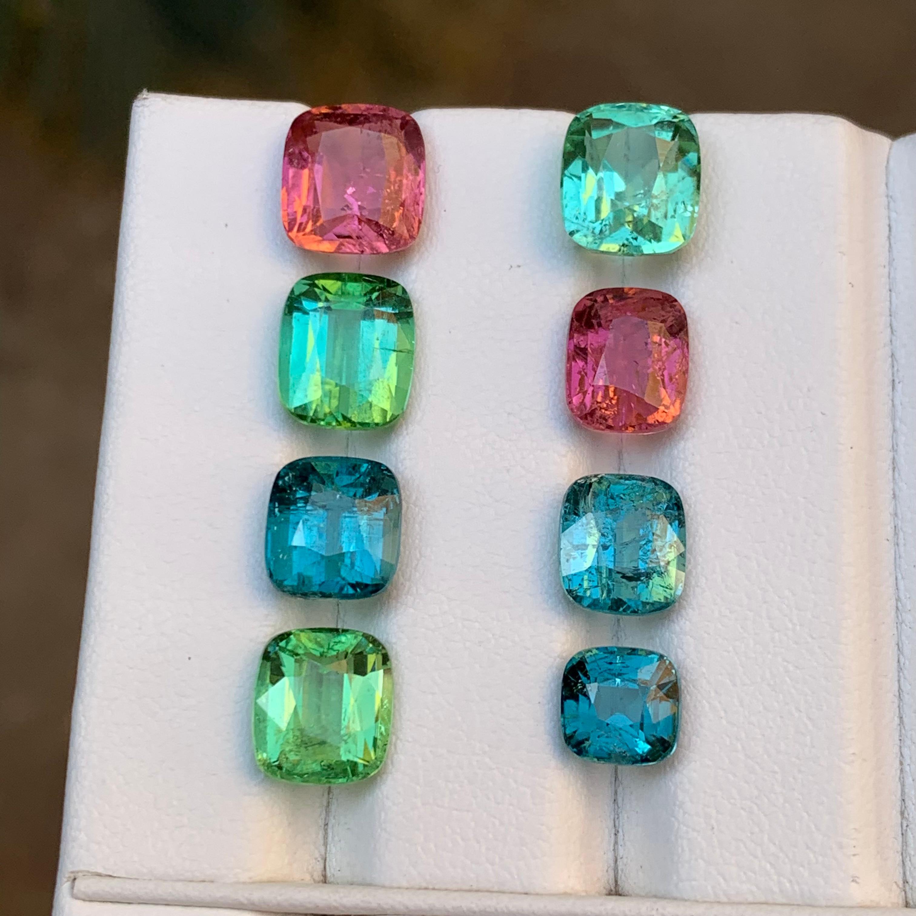 Women's or Men's Multicolor Pink, Green, Blue Natural Tourmaline Loose Gemstones Lot 20.70 Ct For Sale