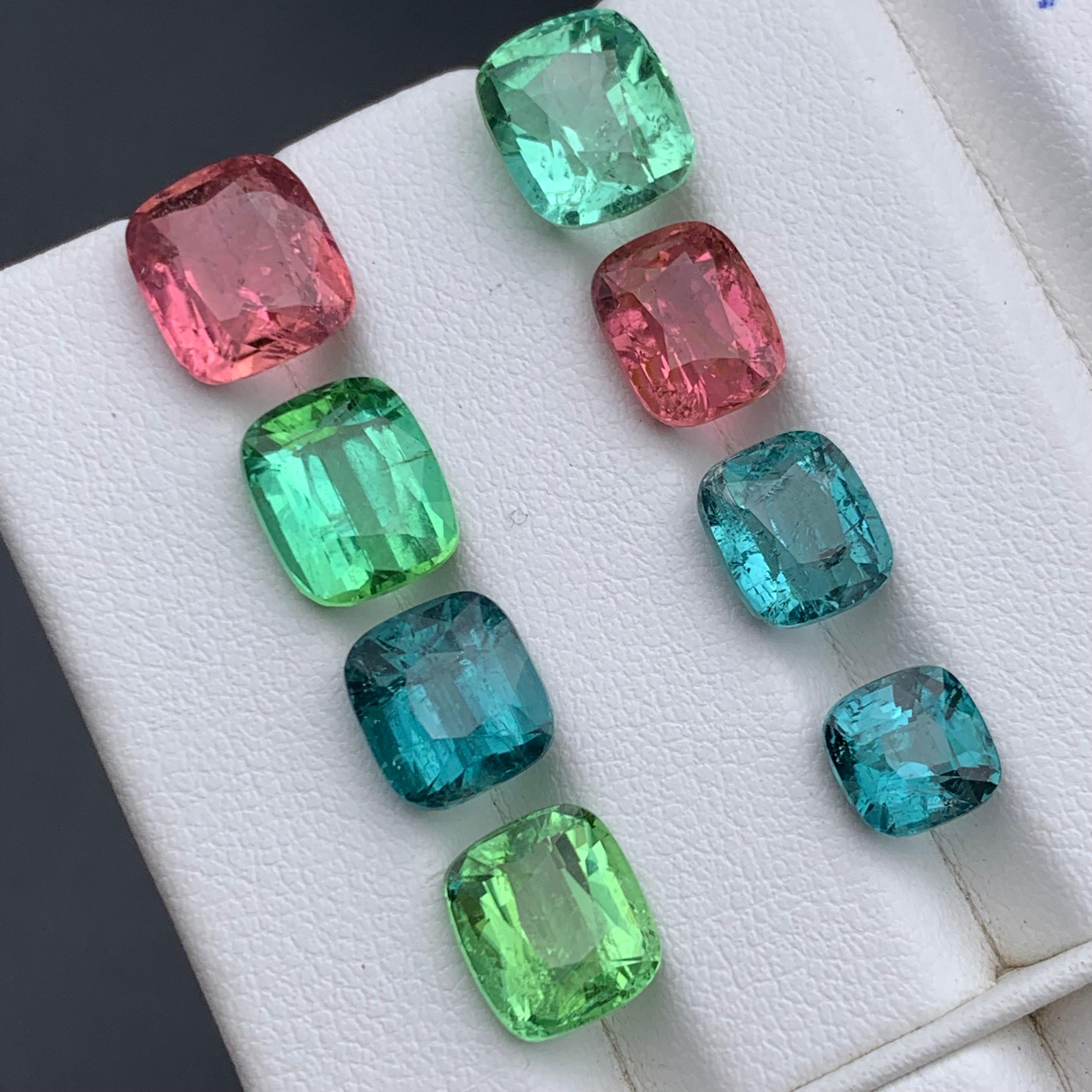 Multicolor Pink, Green, Blue Natural Tourmaline Loose Gemstones Lot 20.70 Ct For Sale 3