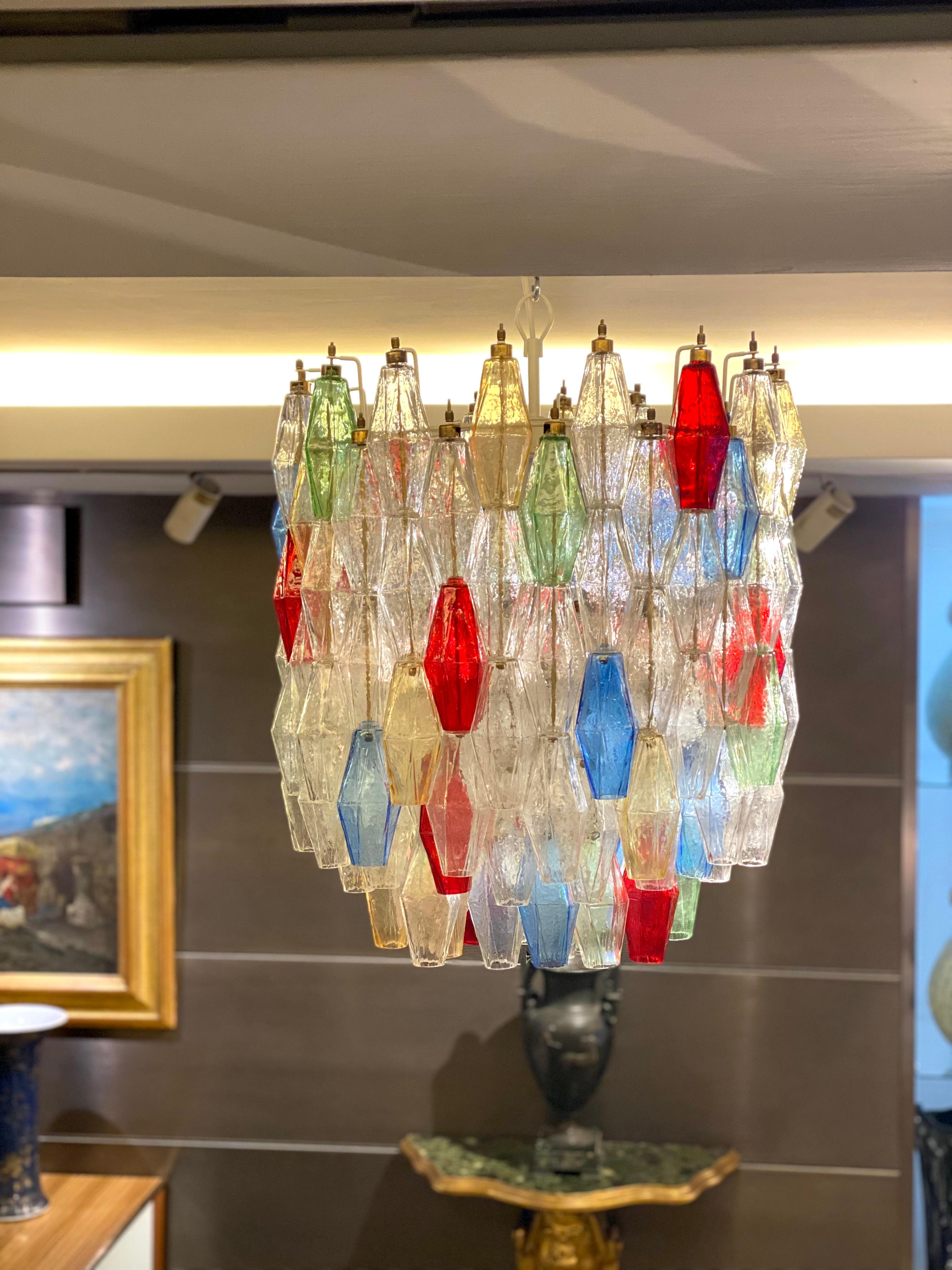 This chandelier consists dozens of hand blown multicolor 