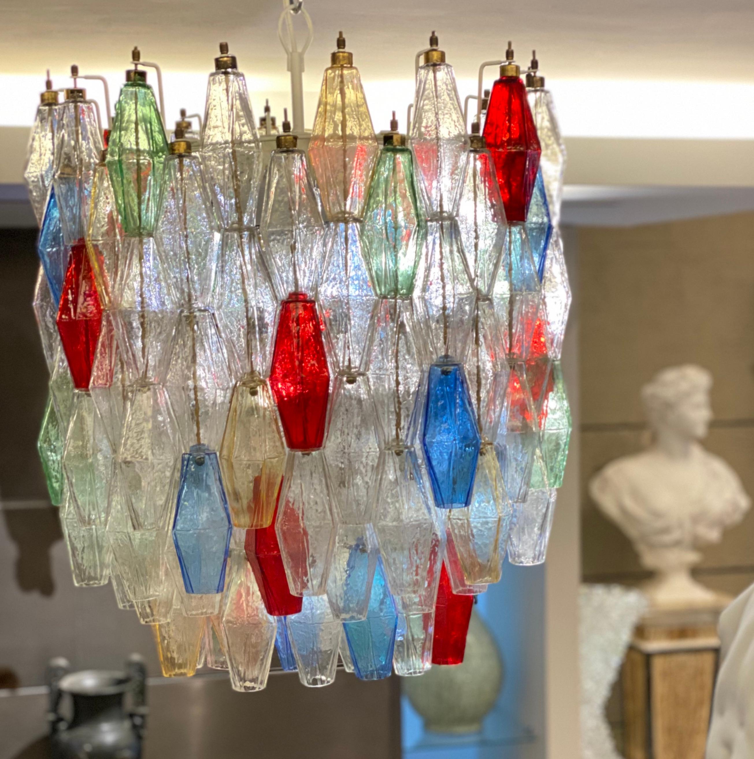 Lustre en verre de Murano multicolore Poliedri à la manière de Gio Ponti Excellent état - En vente à Rome, IT