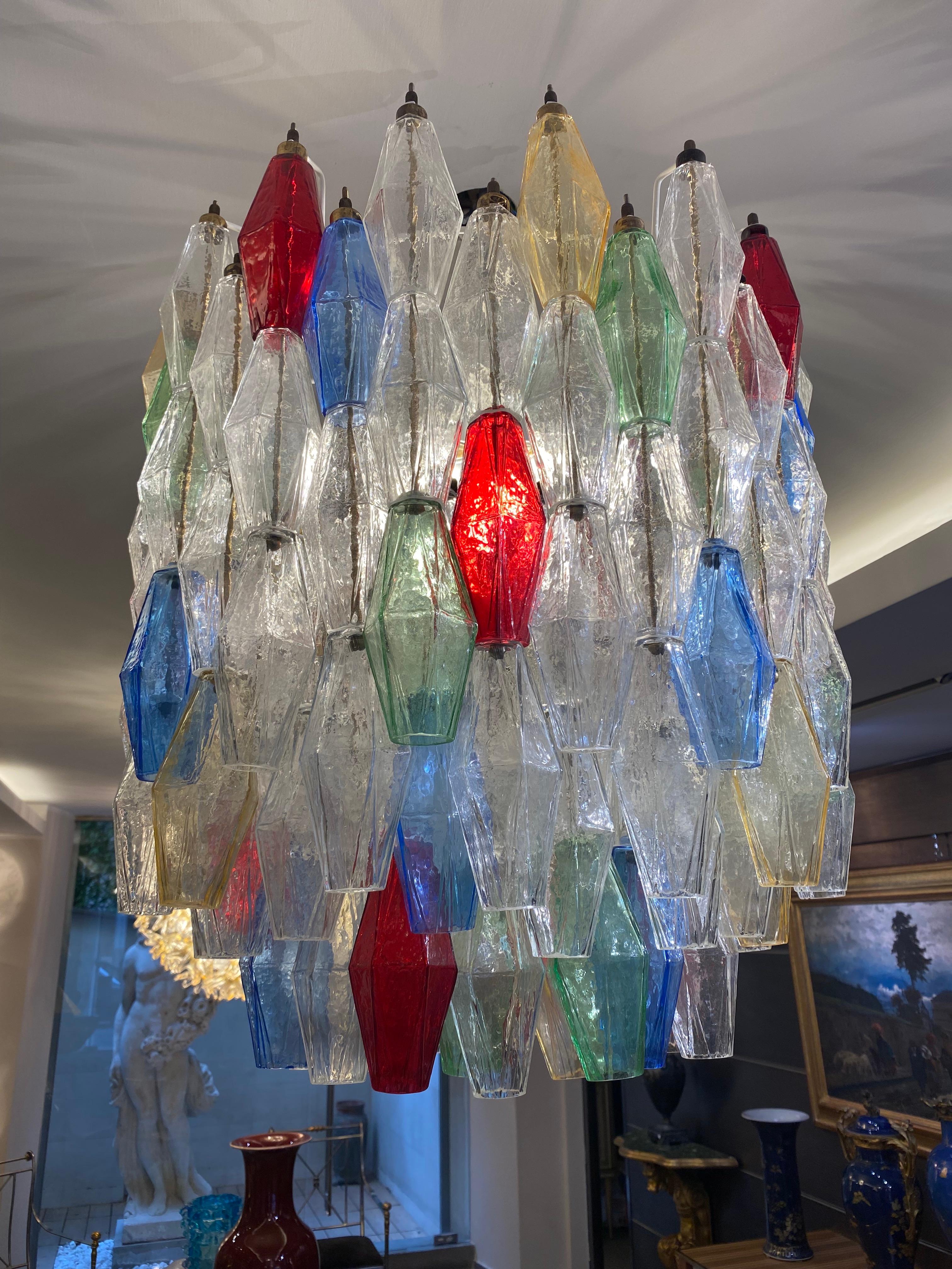 Verre Lustre en verre de Murano multicolore Poliedri à la manière de Gio Ponti en vente
