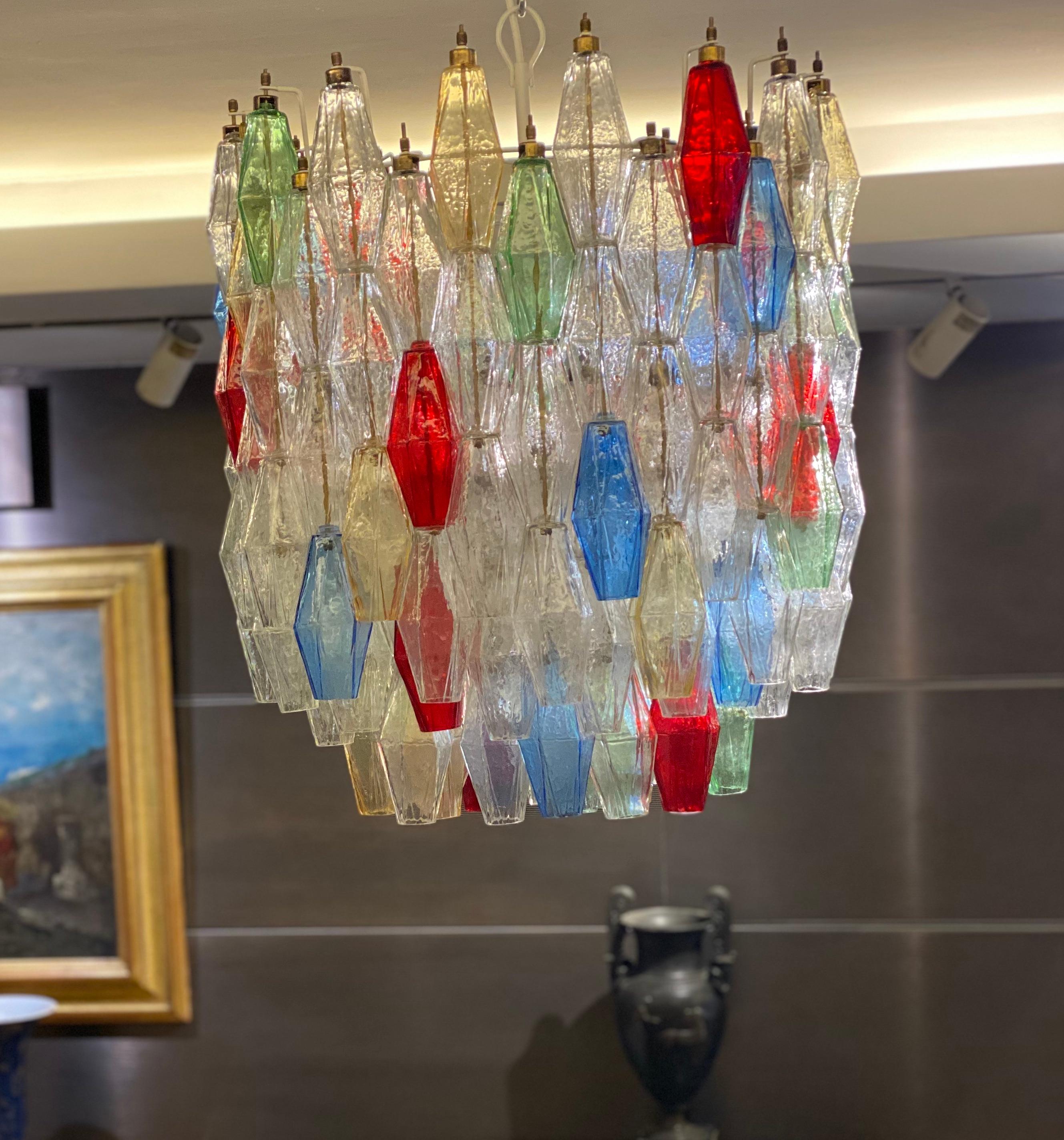 Multicolor Poliedri Murano Glass Chandelier in the Manner of Gio Ponti For Sale 2