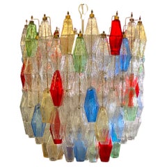 Multicolor Poliedri Murano Glass Chandelier in the Manner of Gio Ponti
