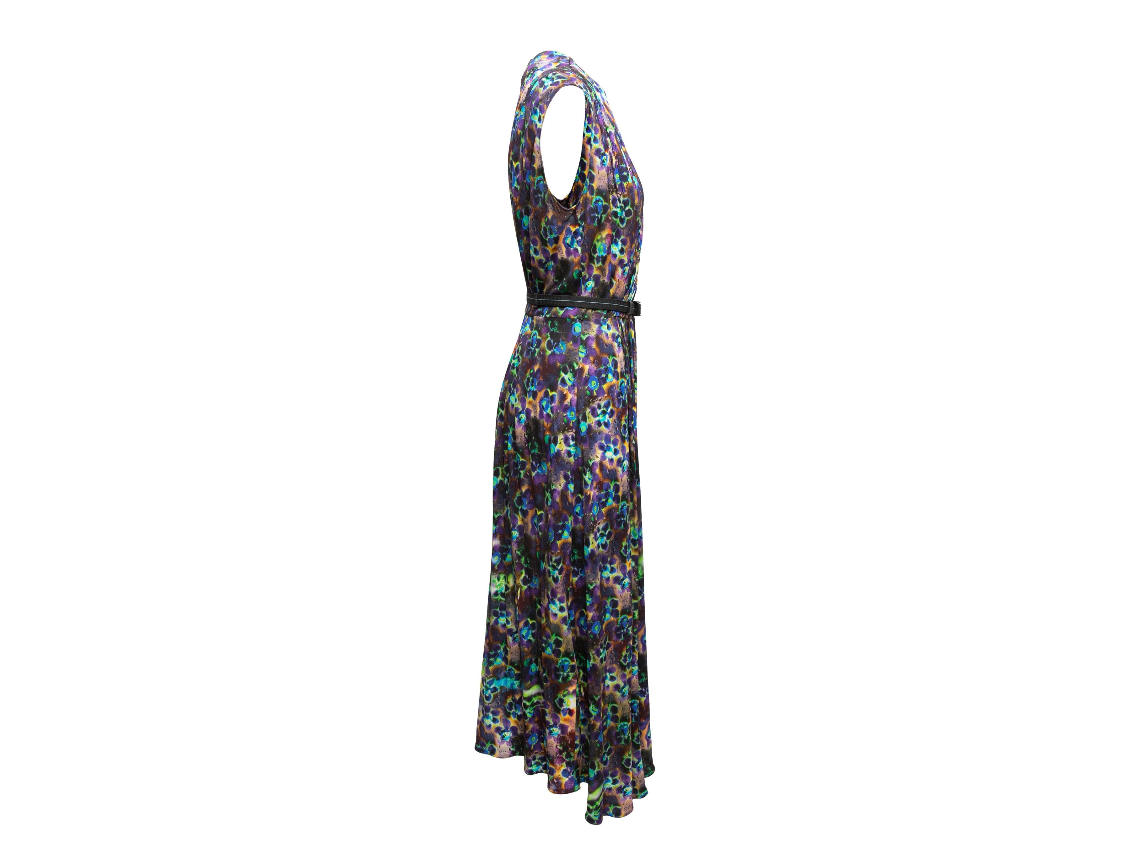 Multicolor Prada 2019 Floral Print Sleeveless Dress Size IT 44 For Sale 2