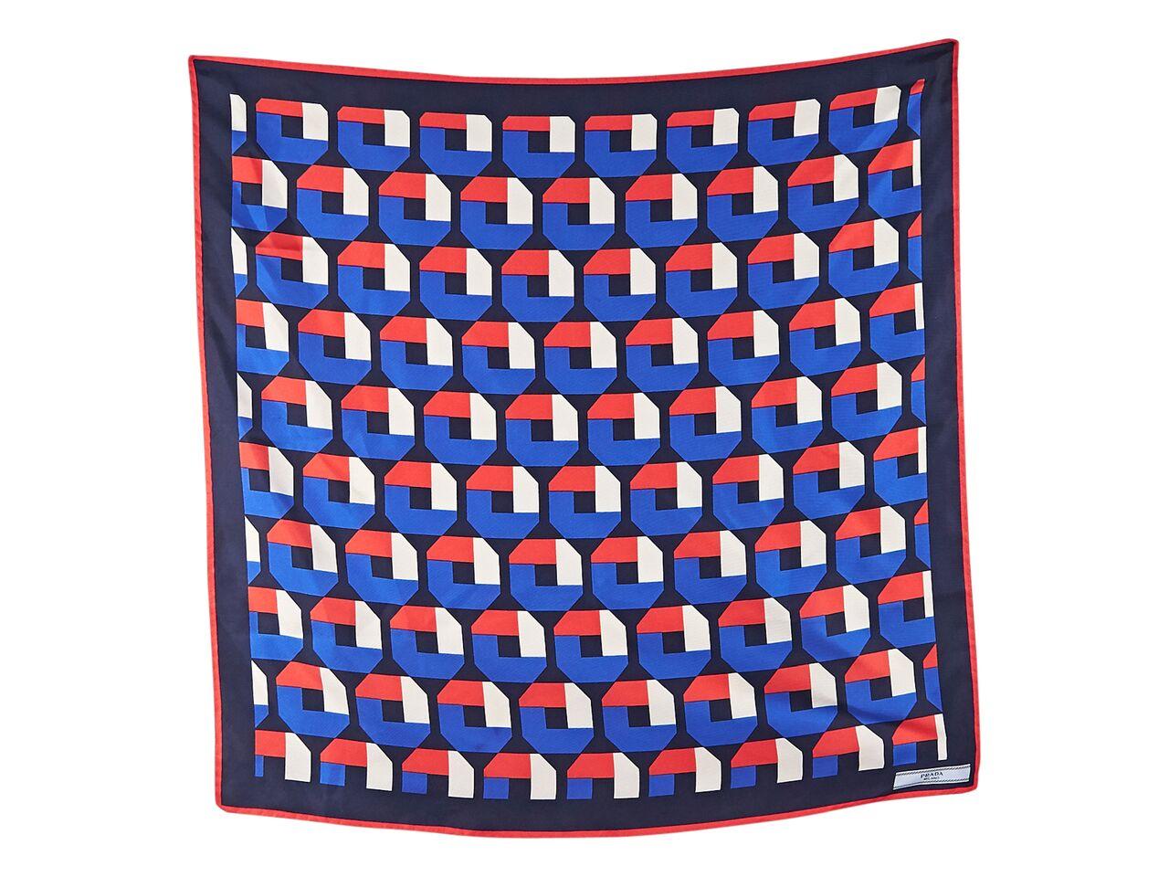 Écharpe en soie géométrique multicolore de Prada Bon état à New York, NY