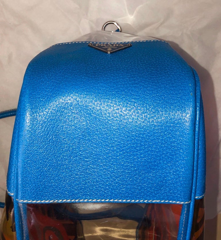 Multicolor Prada Printed PVC Vinyl Beach Bag Tote with ...