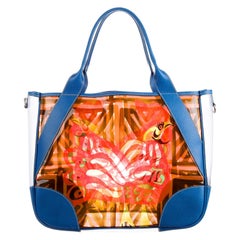 Multicolor Prada Printed PVC Vinyl Beach Bag Tote with Leather Trimming