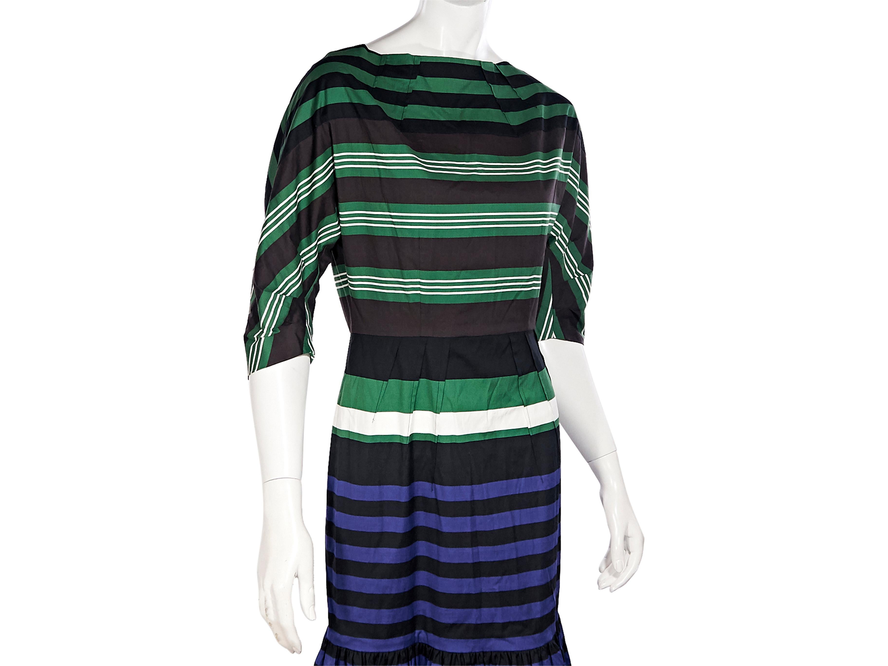 Black Prada Multicolor Striped Stretch-Cotton Dress