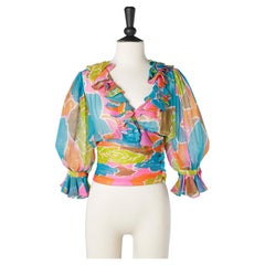 Multicolor print silk chiffon shirt Emanuel Ungaro Couture 