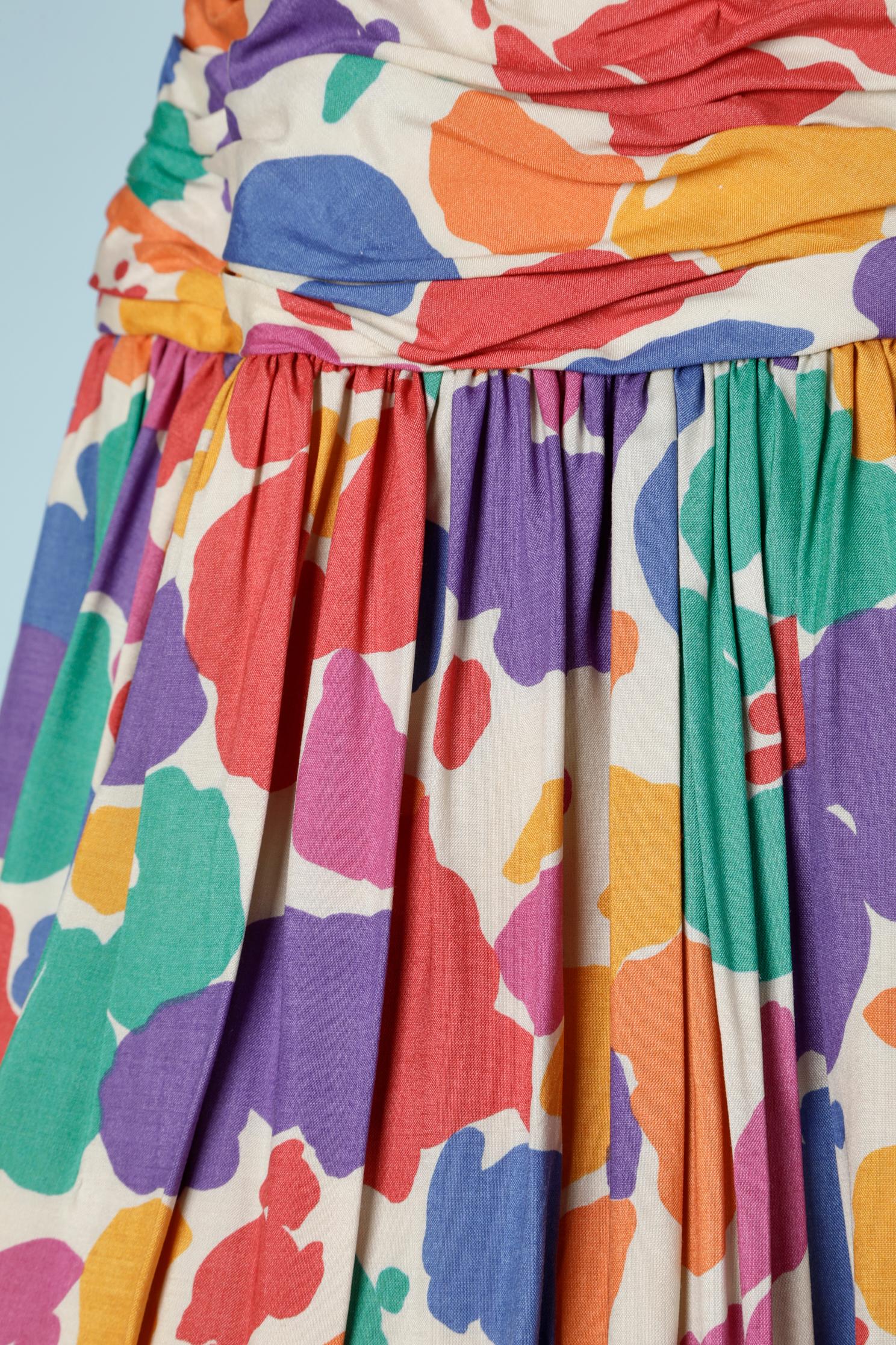 Multicolor printed balloon bustier dress Tom and Linda Platt for Saks Fifth Av In Excellent Condition For Sale In Saint-Ouen-Sur-Seine, FR