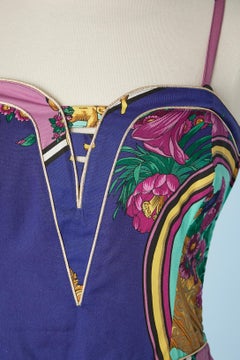 Multicolor printed cocktail bustier dress Versace Jean Couture