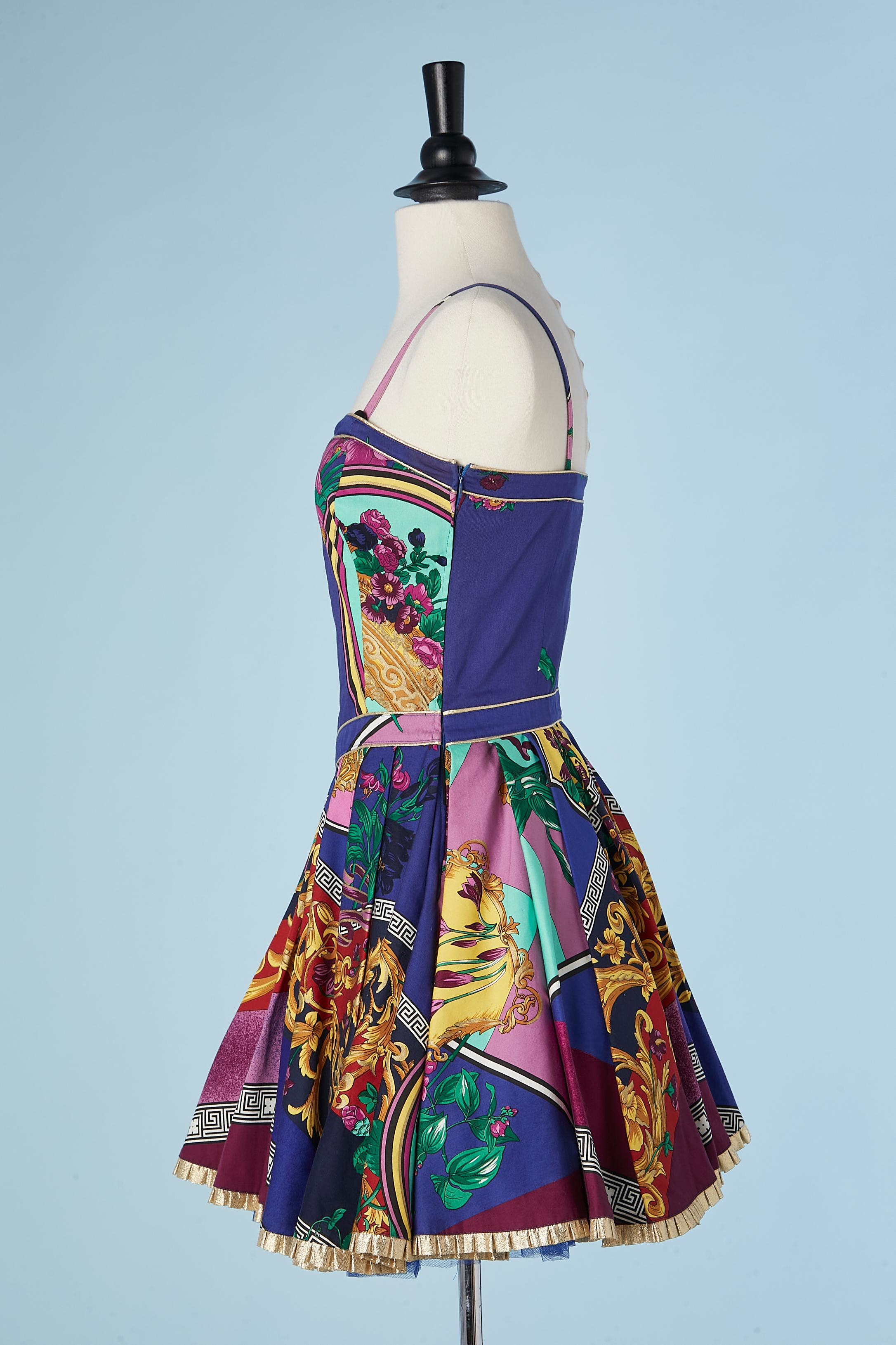 Women's Multicolor printed cocktail bustier dress Versace Jean Couture 