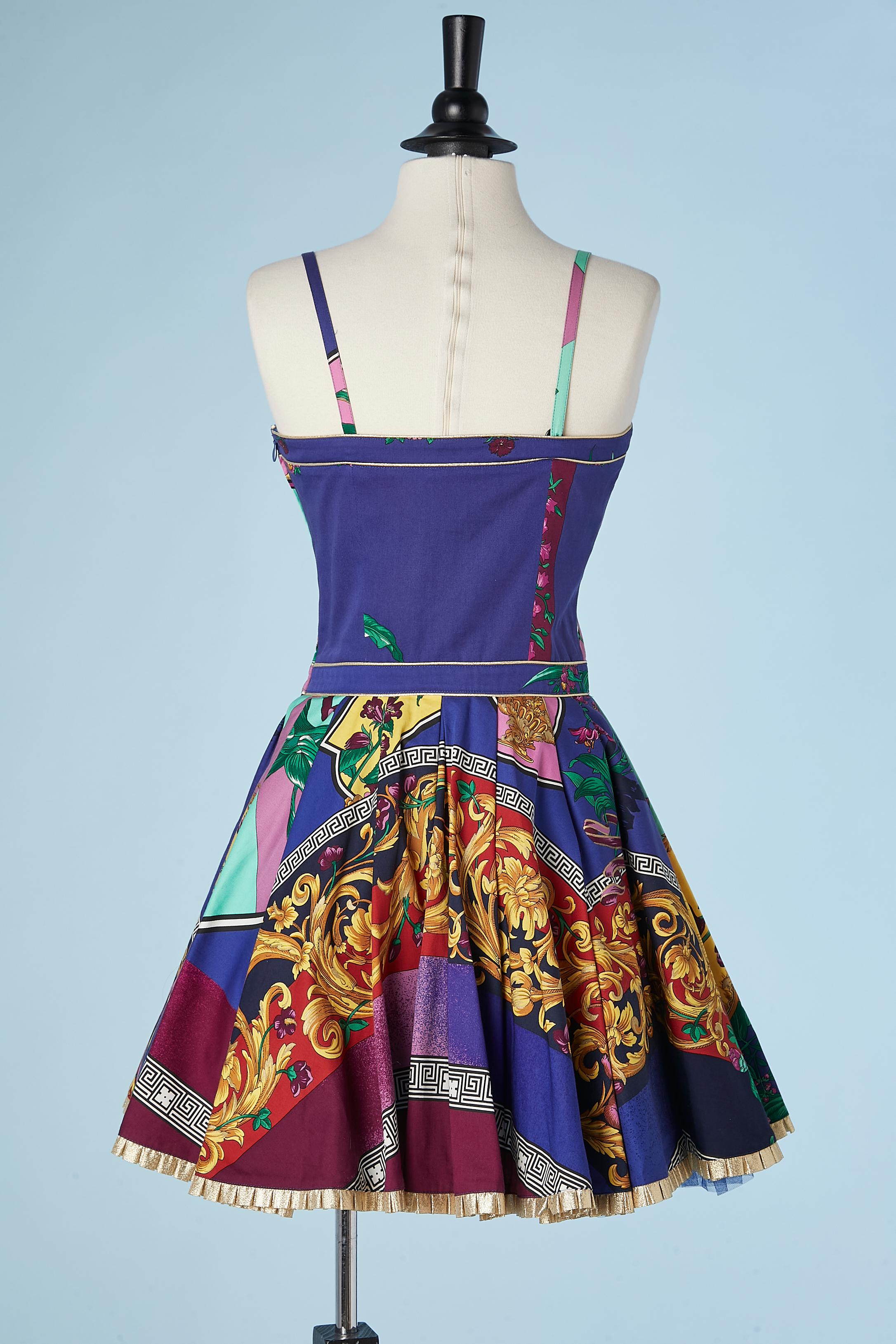 Multicolor printed cocktail bustier dress Versace Jean Couture  1