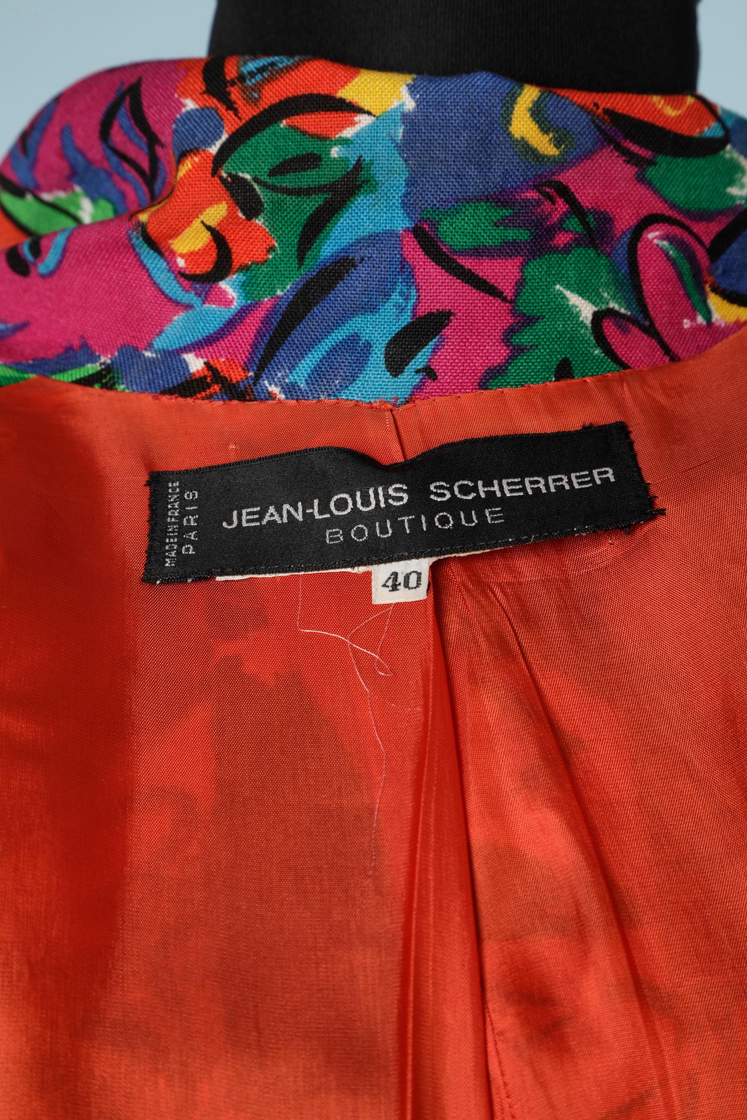 Multicolor printed cotton ensemble Jean-Louis Scherrer Boutique  In Excellent Condition For Sale In Saint-Ouen-Sur-Seine, FR