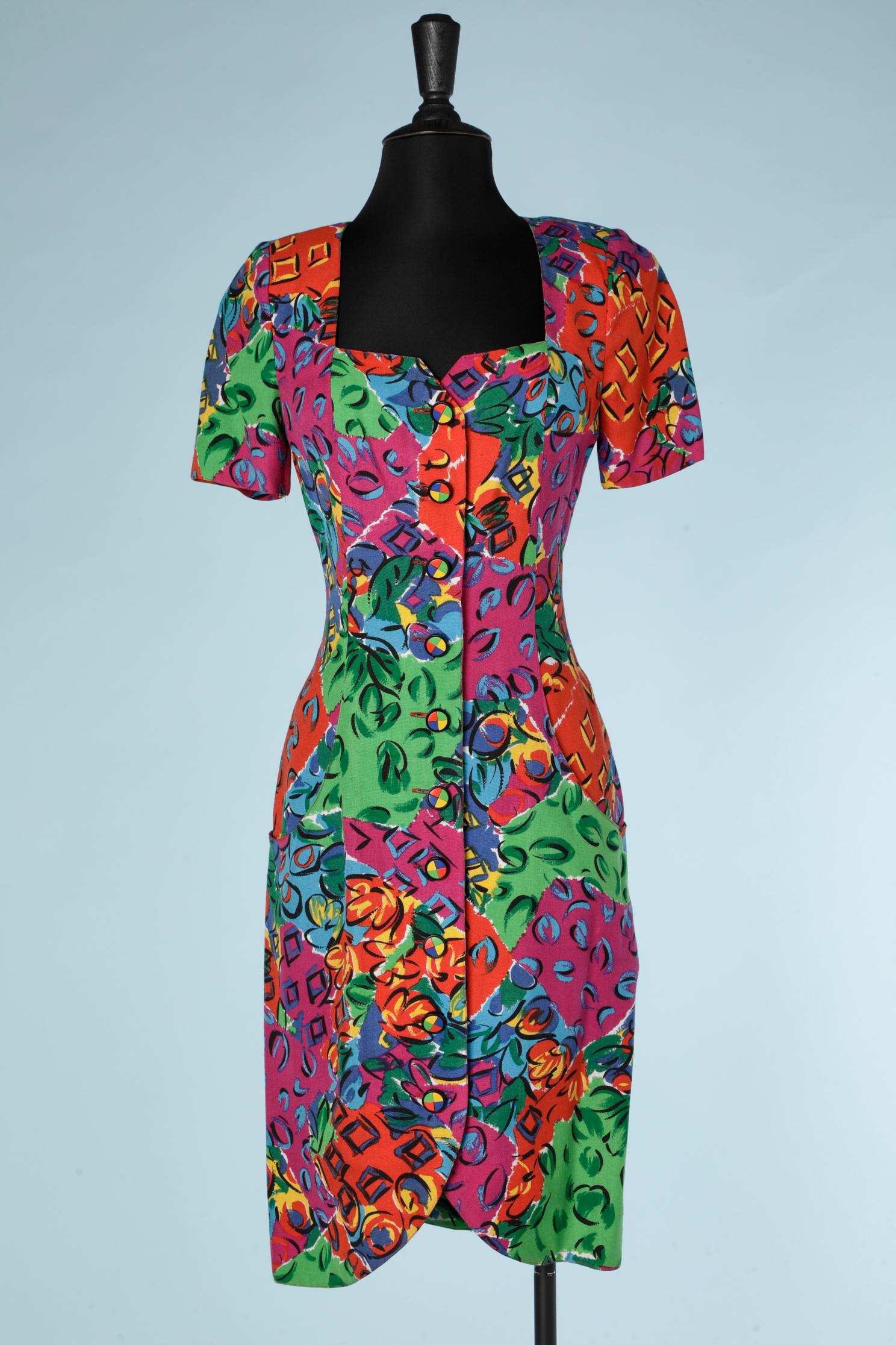 Women's Multicolor printed cotton ensemble Jean-Louis Scherrer Boutique  For Sale