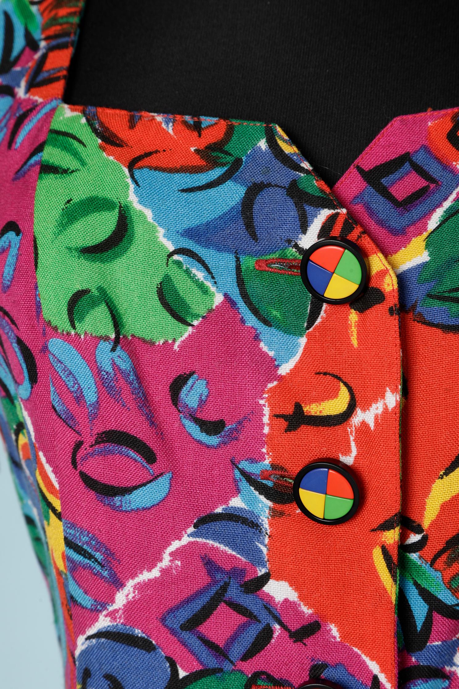 Multicolor printed cotton ensemble Jean-Louis Scherrer Boutique  For Sale 1