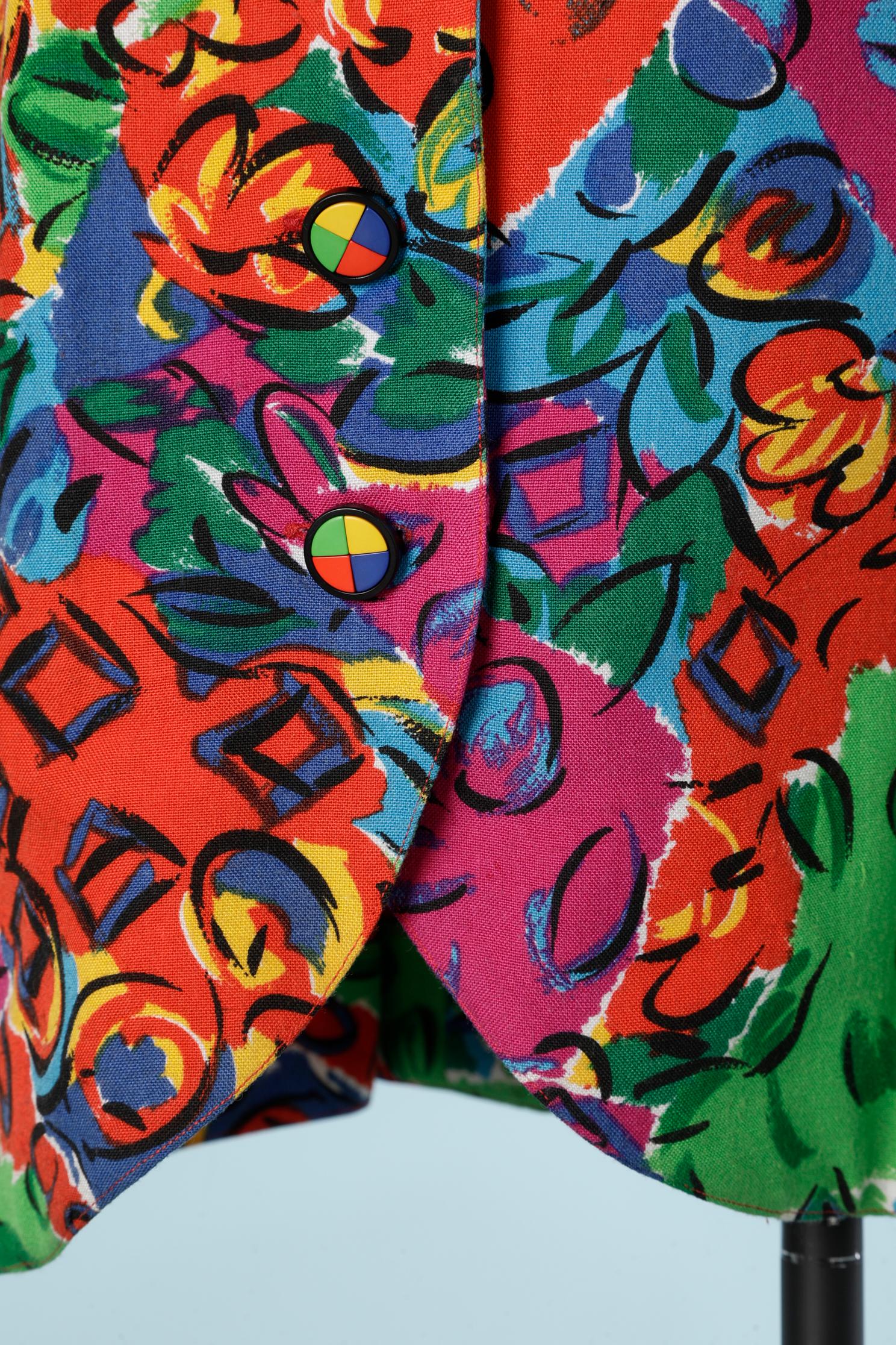 Multicolor printed cotton ensemble Jean-Louis Scherrer Boutique For Sale 2