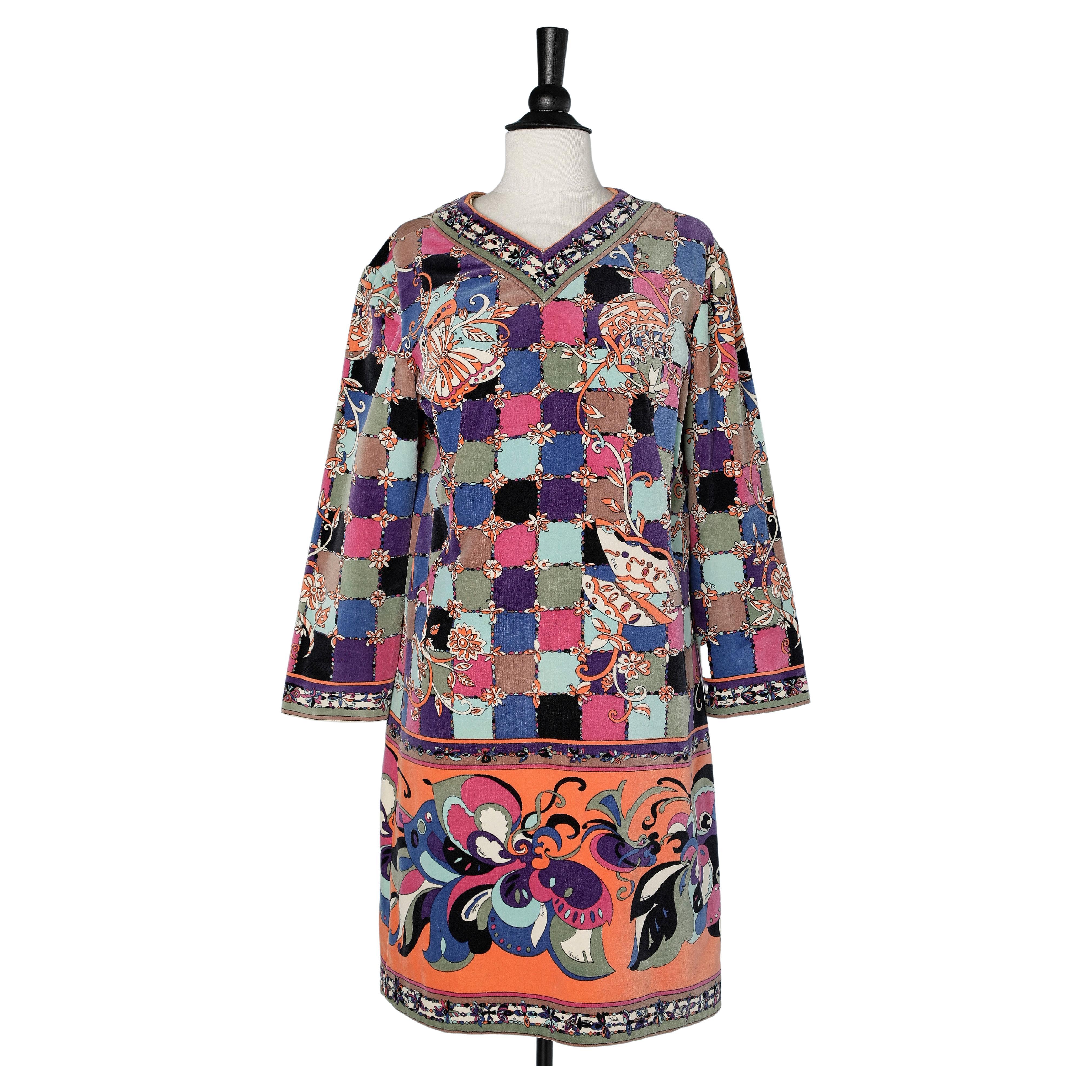 Multicolor printed dress in velvet Emilio Pucci 