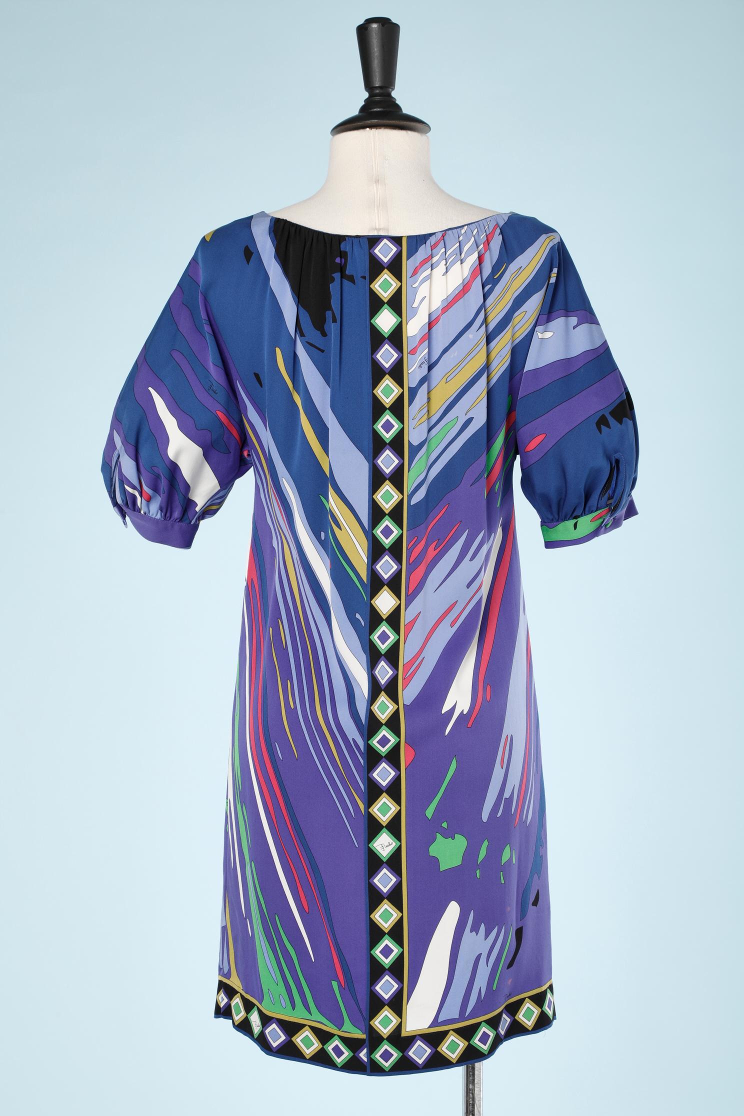 Multicolor printed dress with beaded work and embroidered Emilio Pucci  For Sale 3