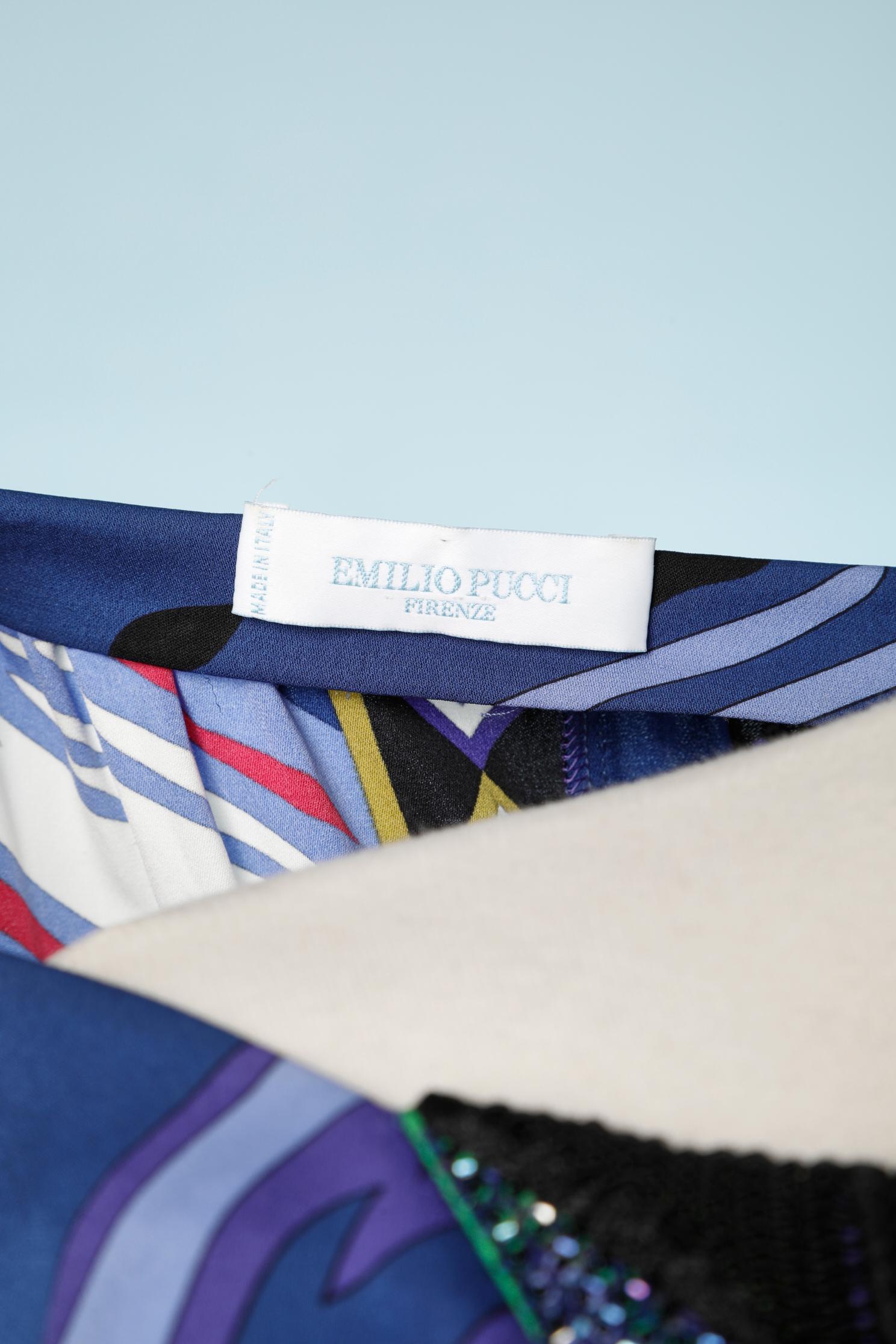 Emilio Pucci - Robe imprimée multicolore avec perles et broderie en vente 3