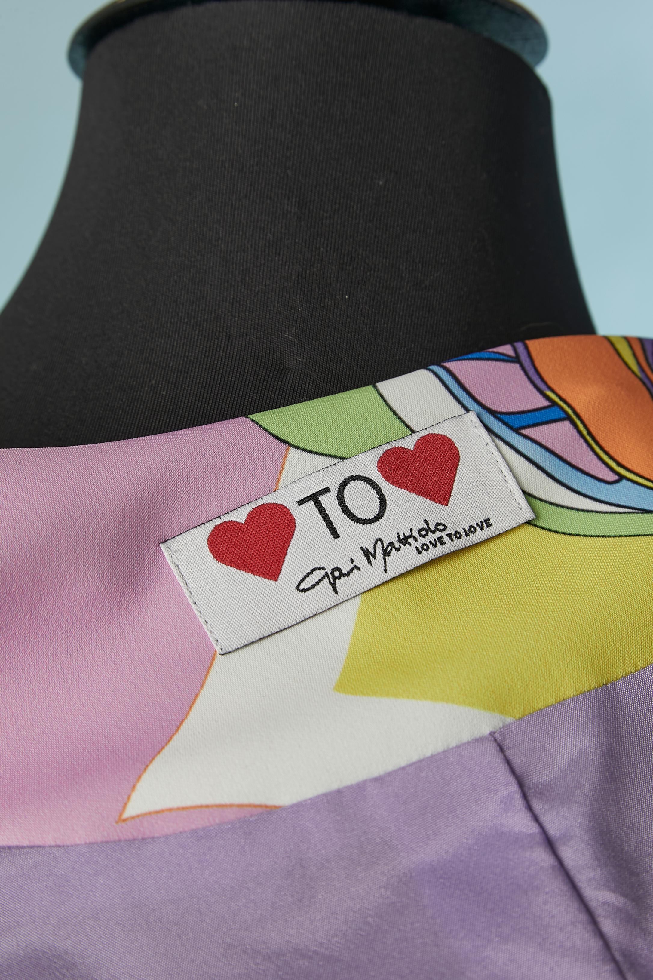 Multicolor printed jacket and trouser ensemble Gai Mattiolo Love to Love  For Sale 4