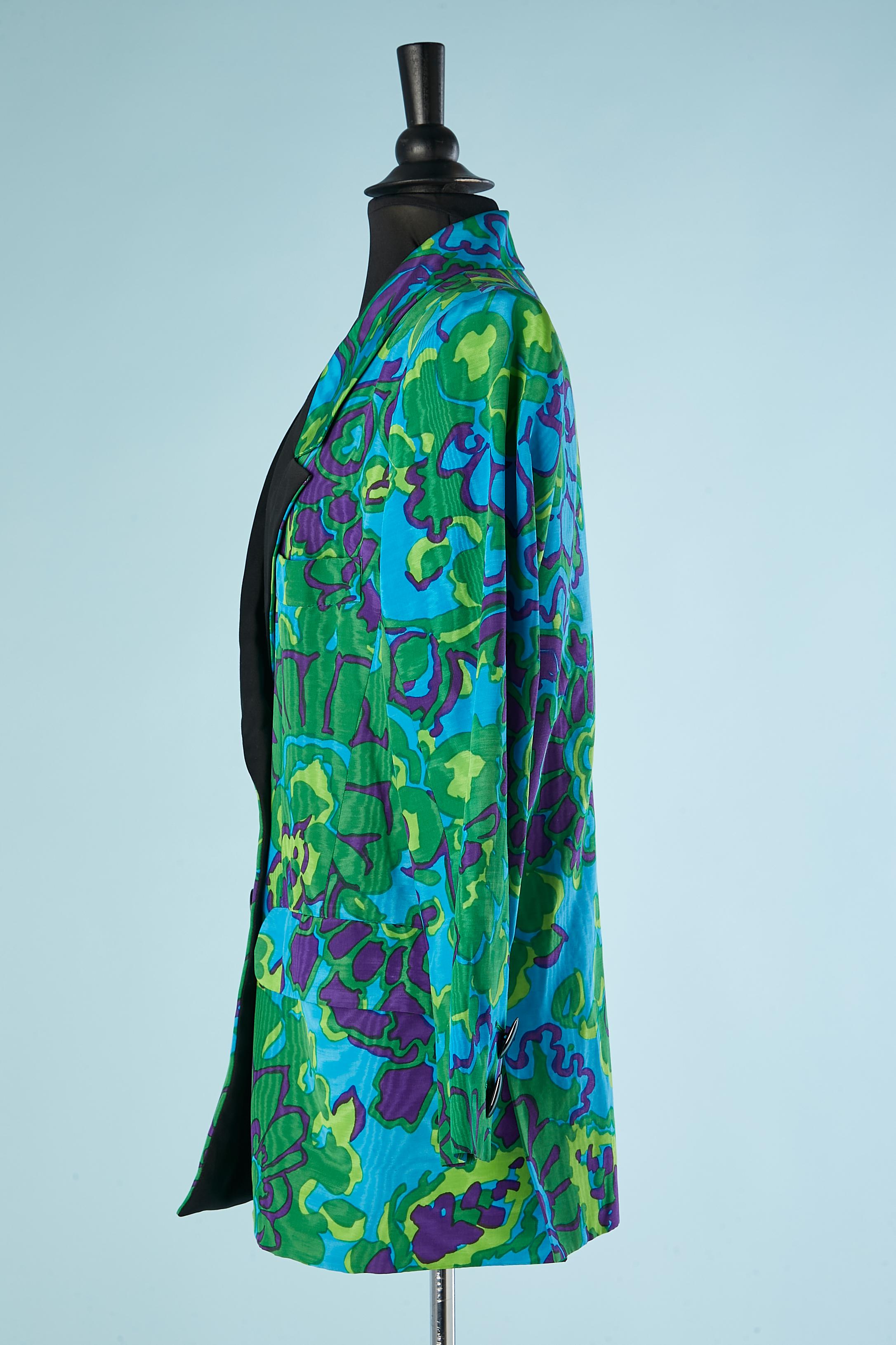 Women's Multicolor printed moiré tuxedo jacket Yves Saint Laurent Rive Gauche 