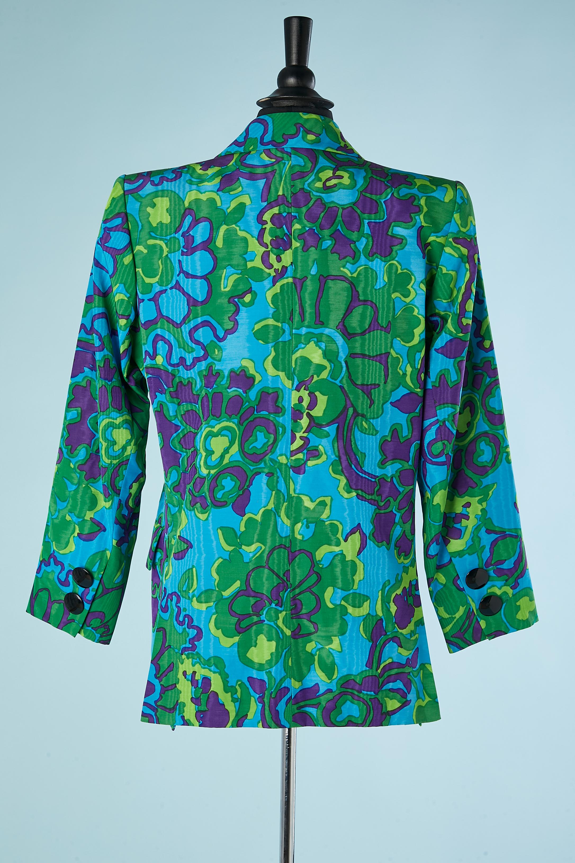 Multicolor printed moiré tuxedo jacket Yves Saint Laurent Rive Gauche  1