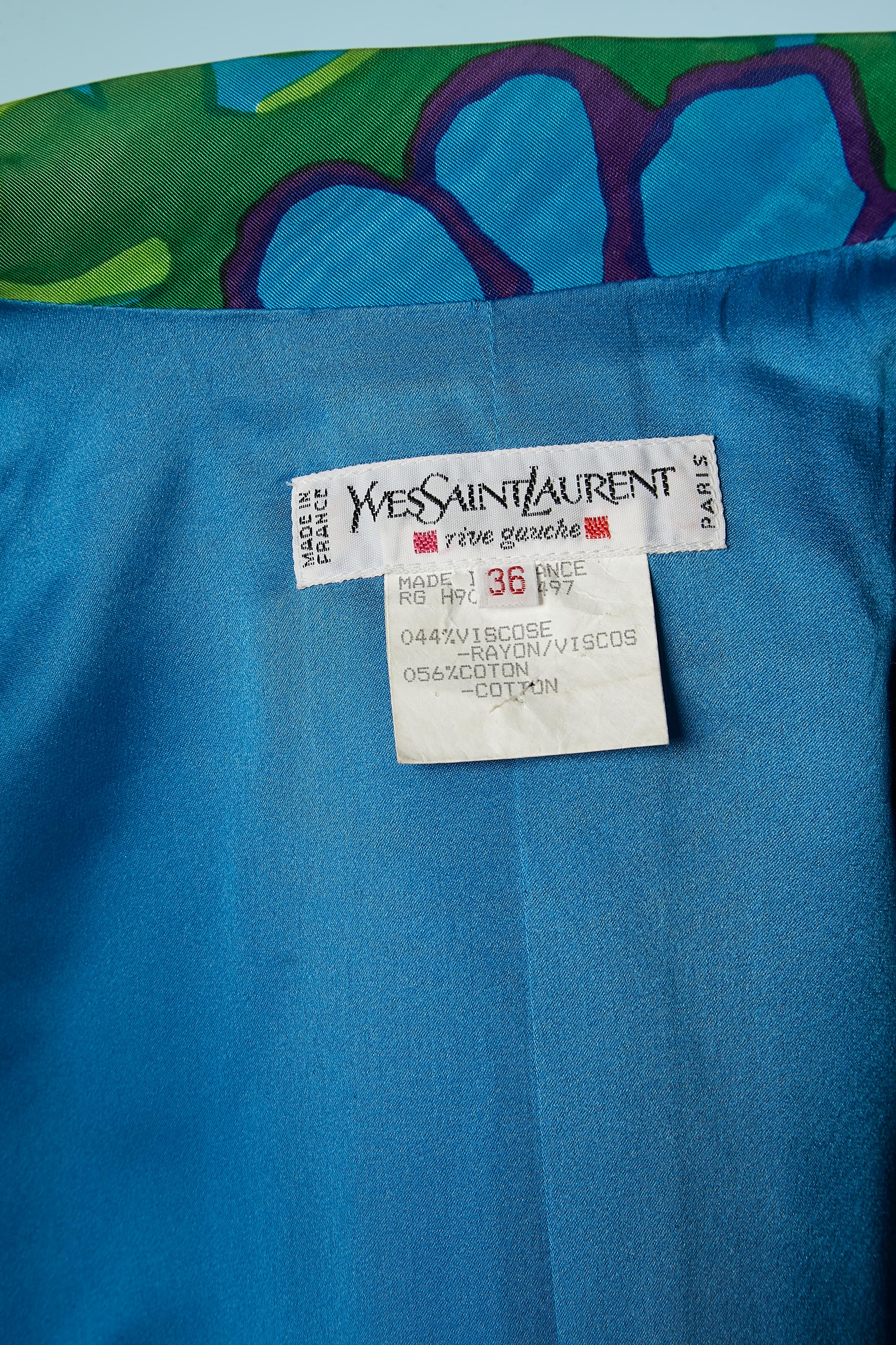 Multicolor printed moiré tuxedo jacket Yves Saint Laurent Rive Gauche  2