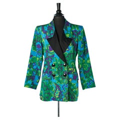 Multicolor printed moiré tuxedo jacket Yves Saint Laurent Rive Gauche 