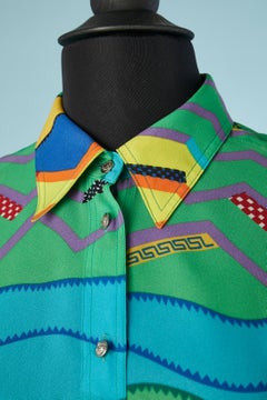 Multicolor printed polyester shirt Versace Jeans Couture