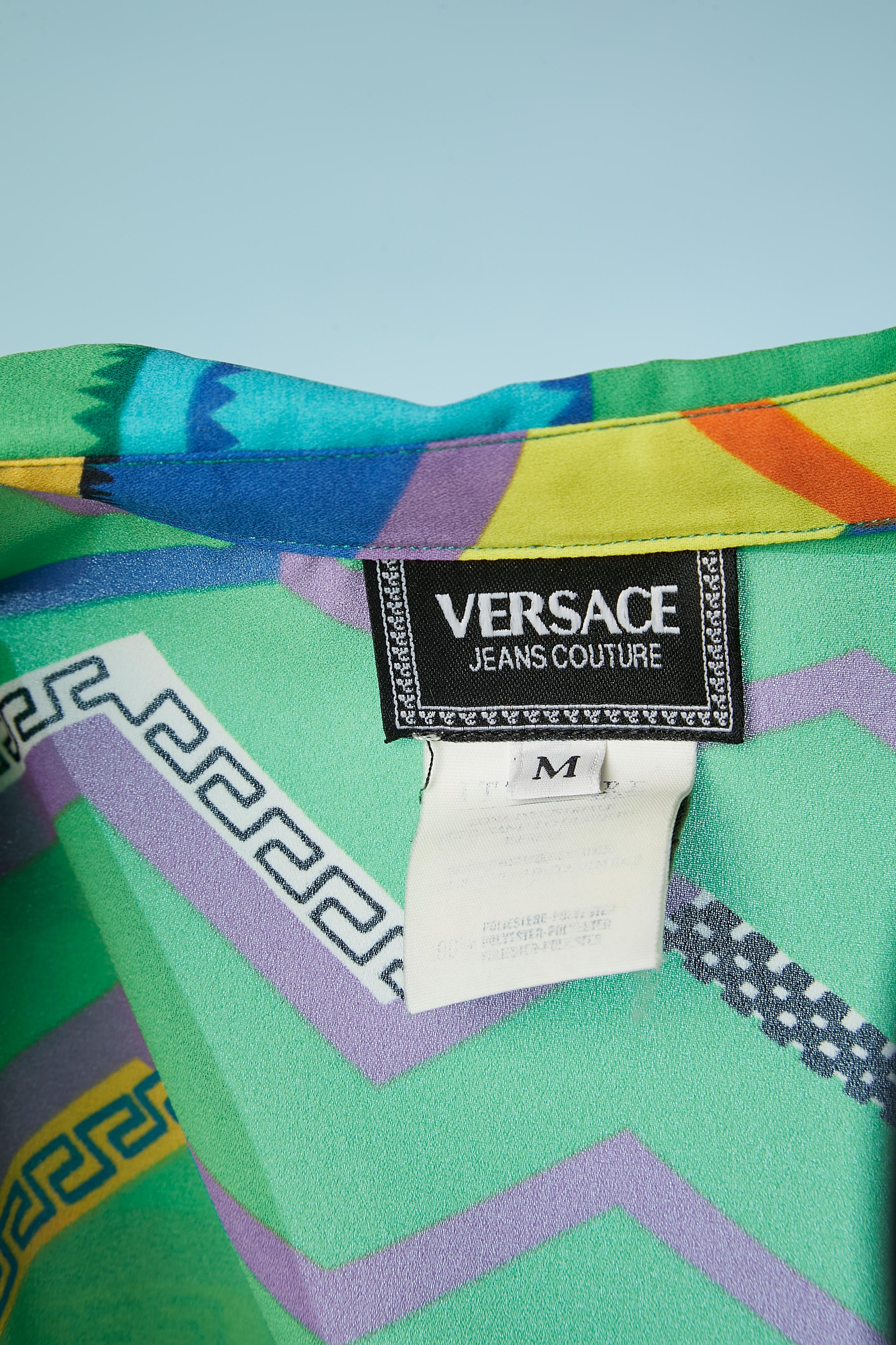 Multicolor printed polyester shirt Versace Jeans Couture  For Sale 2
